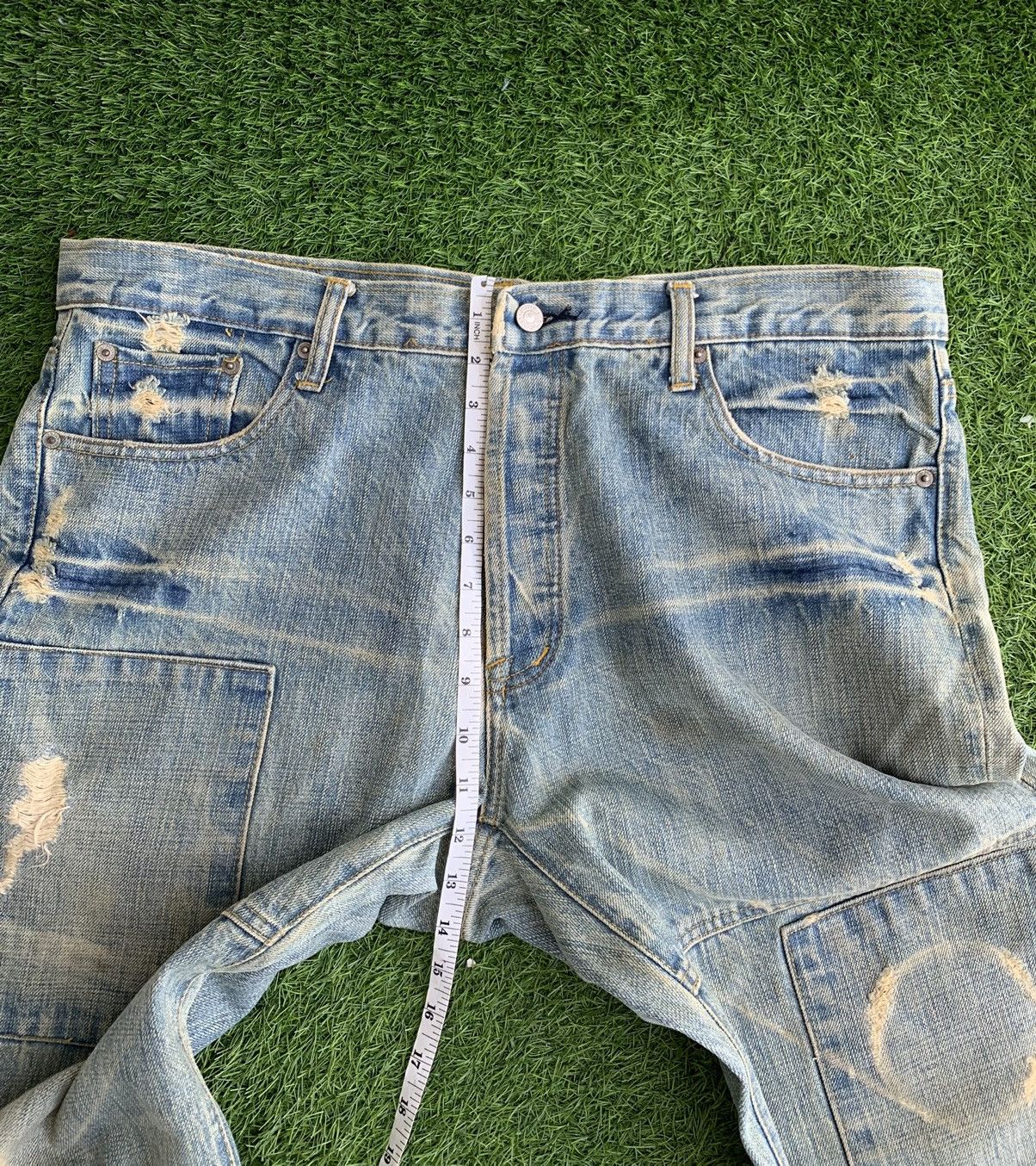 Justin Vintage Justin Original Distressed Patchwork Denim Size US 40 / EU 56 - 18 Thumbnail