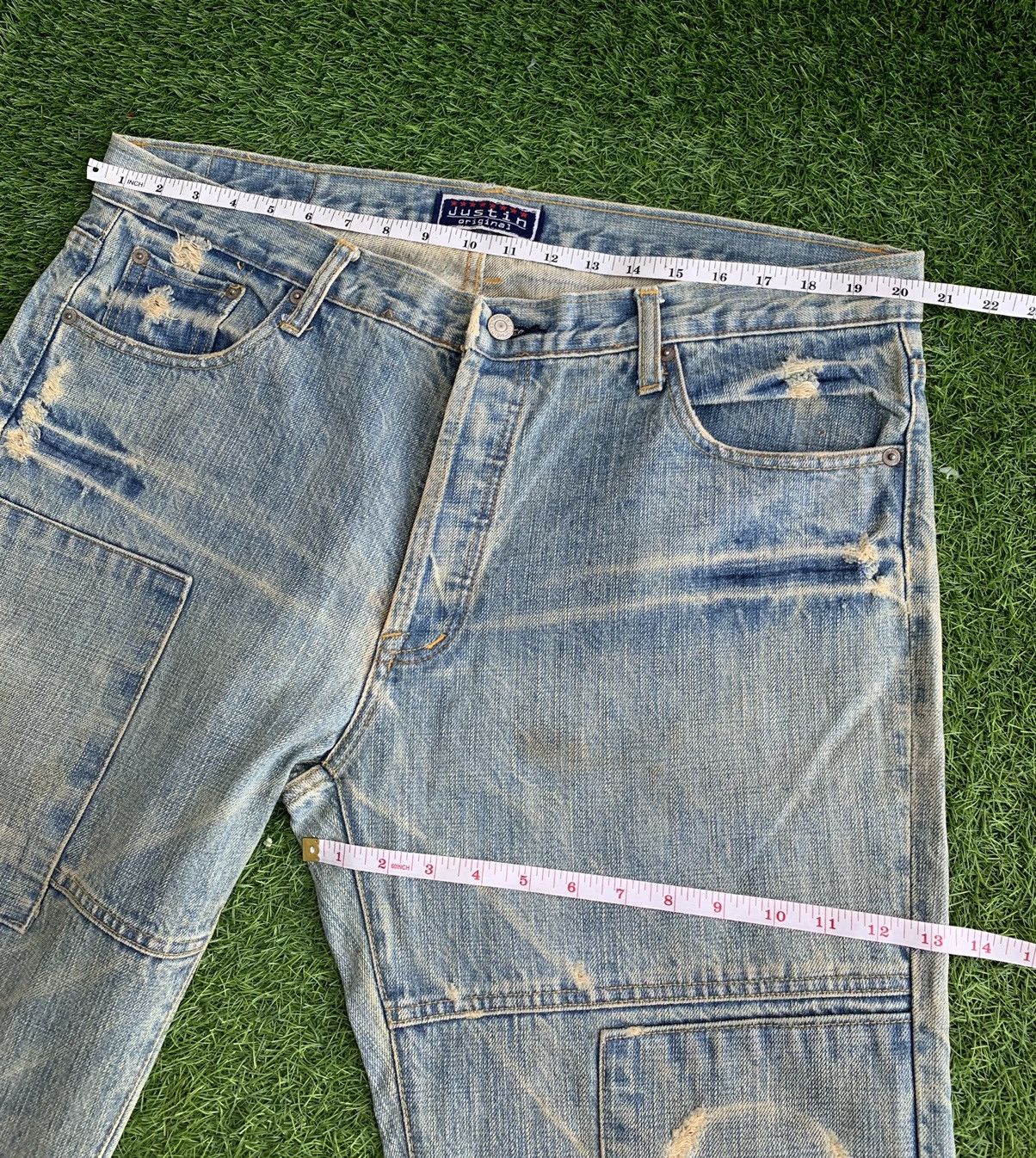 Justin Vintage Justin Original Distressed Patchwork Denim Size US 40 / EU 56 - 16 Thumbnail