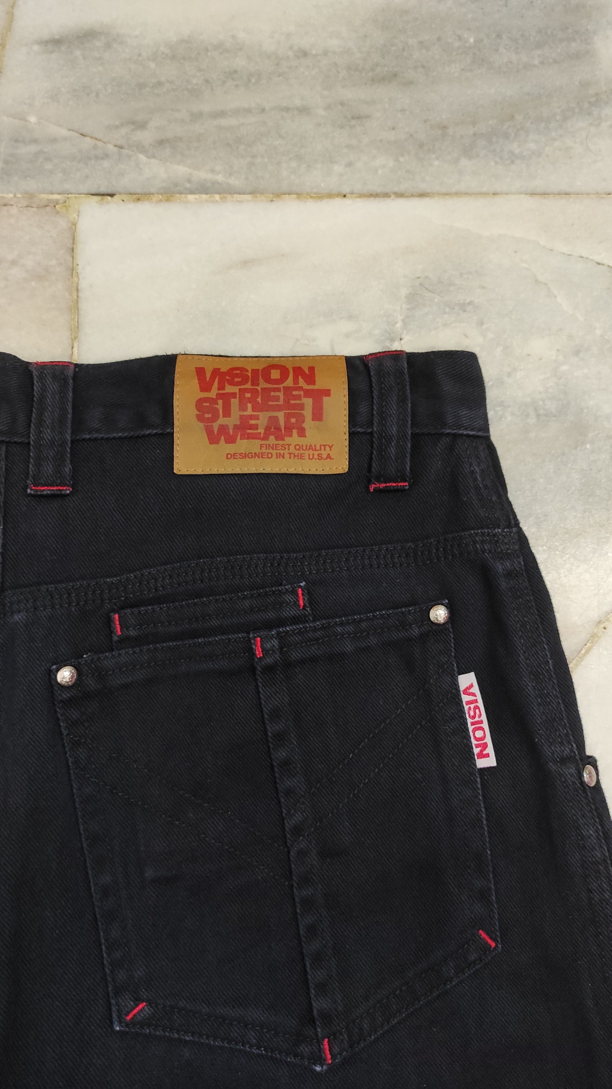 Vision Streetwear Vintage 90's VSW CARPENTER Deck Hip Hop Baggy denim trousers Size US 31 - 11 Thumbnail