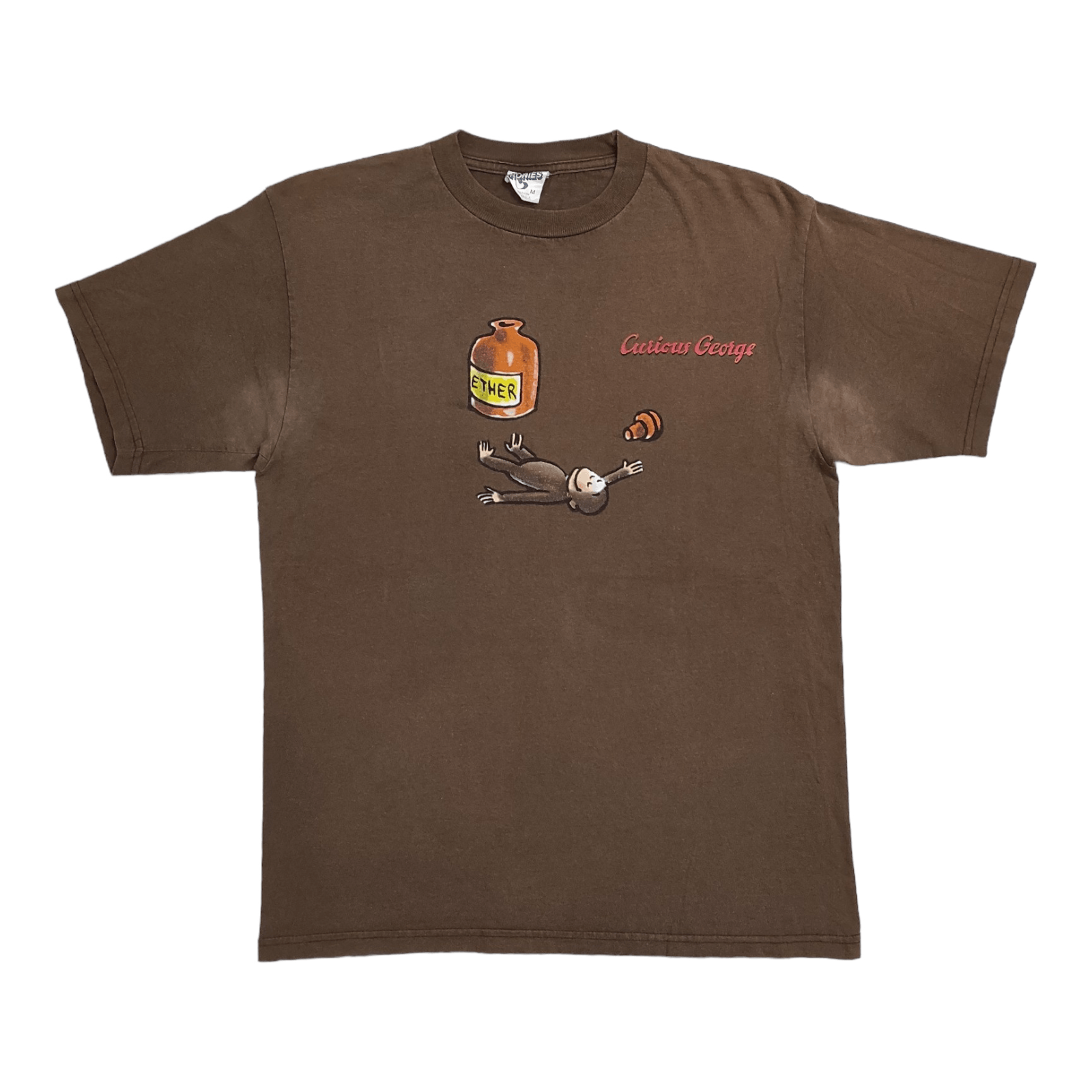 image of 1990X Clothing x Series Vintage 1995 Curious George "ether" T Shirt Cronies Tag in Oak Brown (Size 