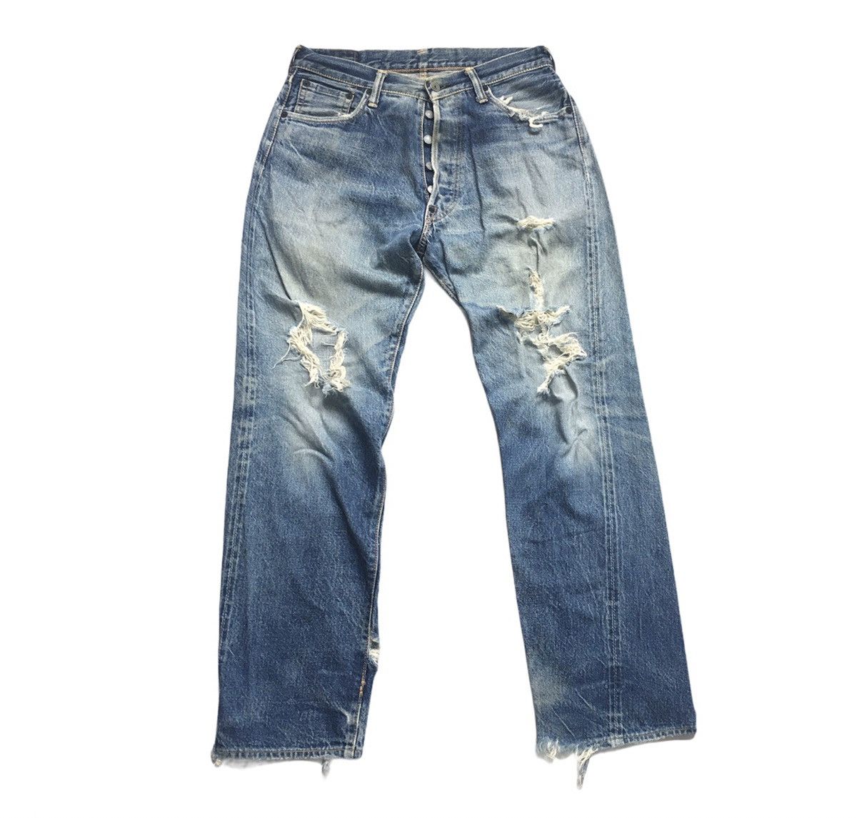image of Distressed Denim x Evisu Vintage Evisu Special Japan Selvedge Distressed Faded Denim in Indigo Wash
