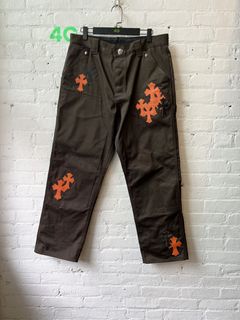 Orange, black and white Mnml sweatpants Size - Depop