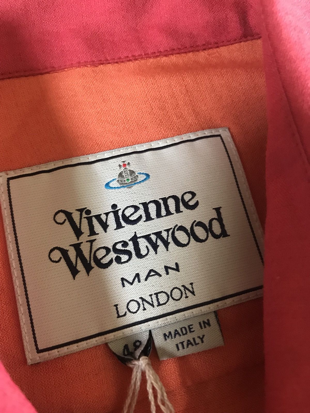 Vivienne Westwood Silk Blend Orange Contrast Pink Collar Button Up Size US M / EU 48-50 / 2 - 9 Thumbnail