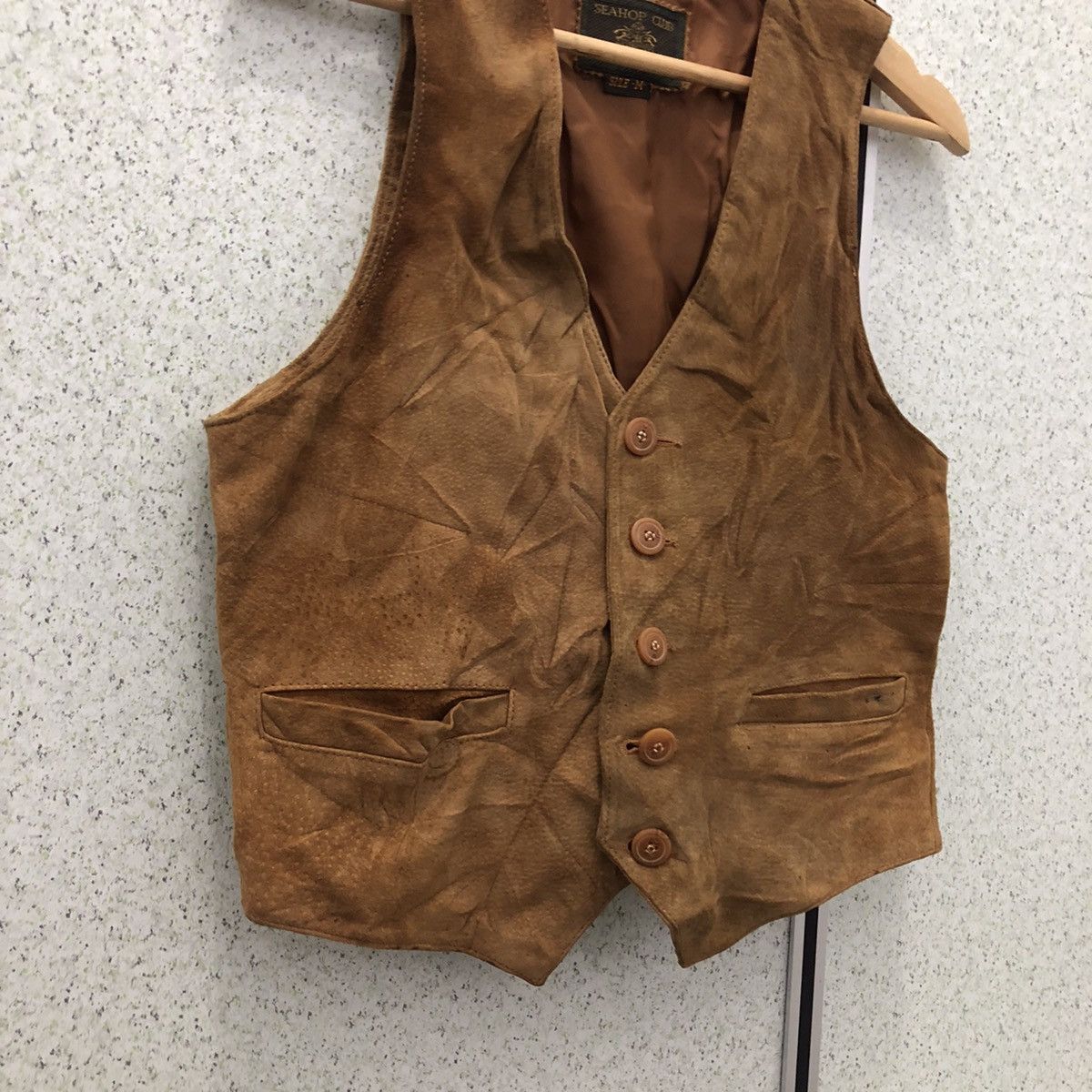 UTILITY VEST LEATHER MATERIAL MULTI POCKETS