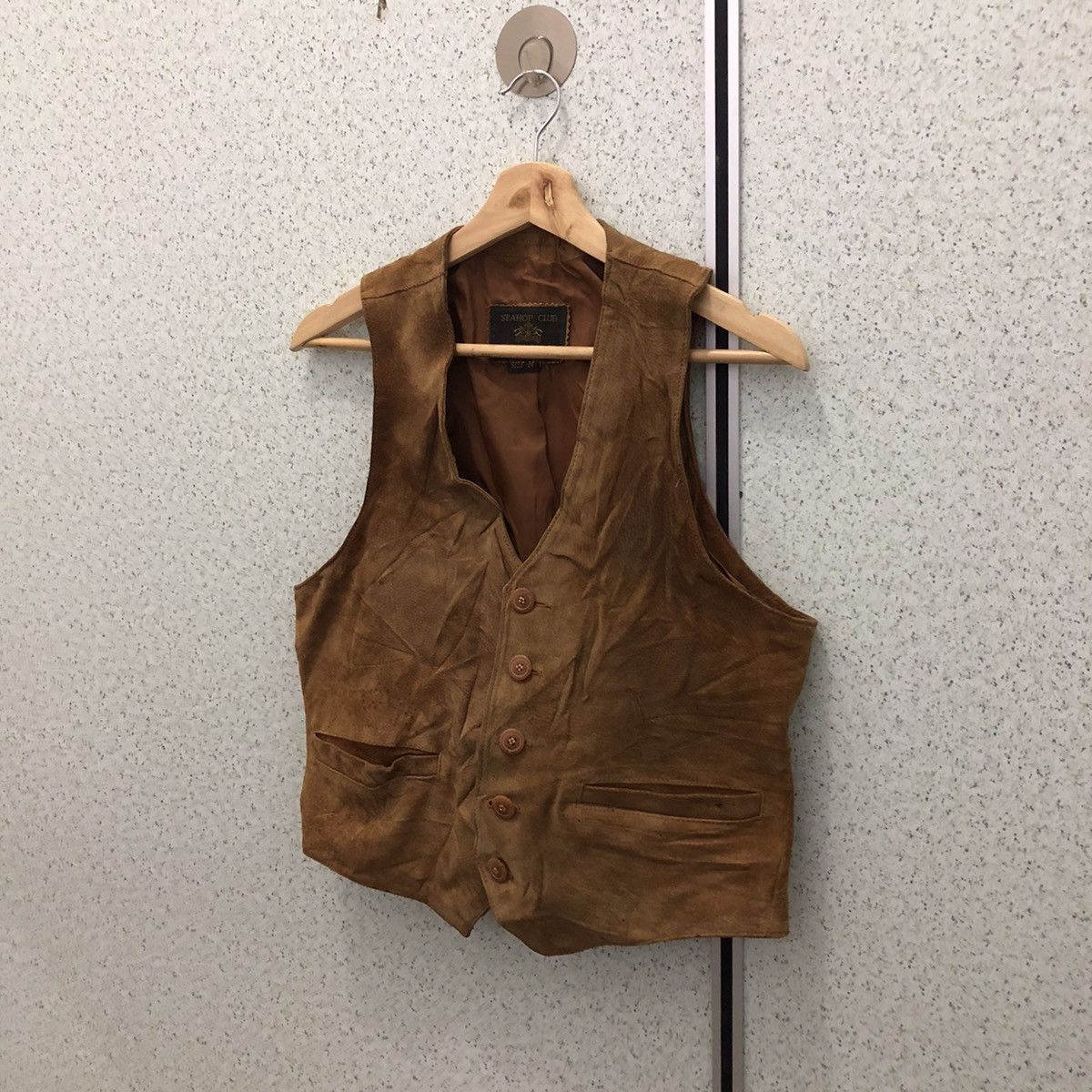 UTILITY VEST LEATHER MATERIAL MULTI POCKETS