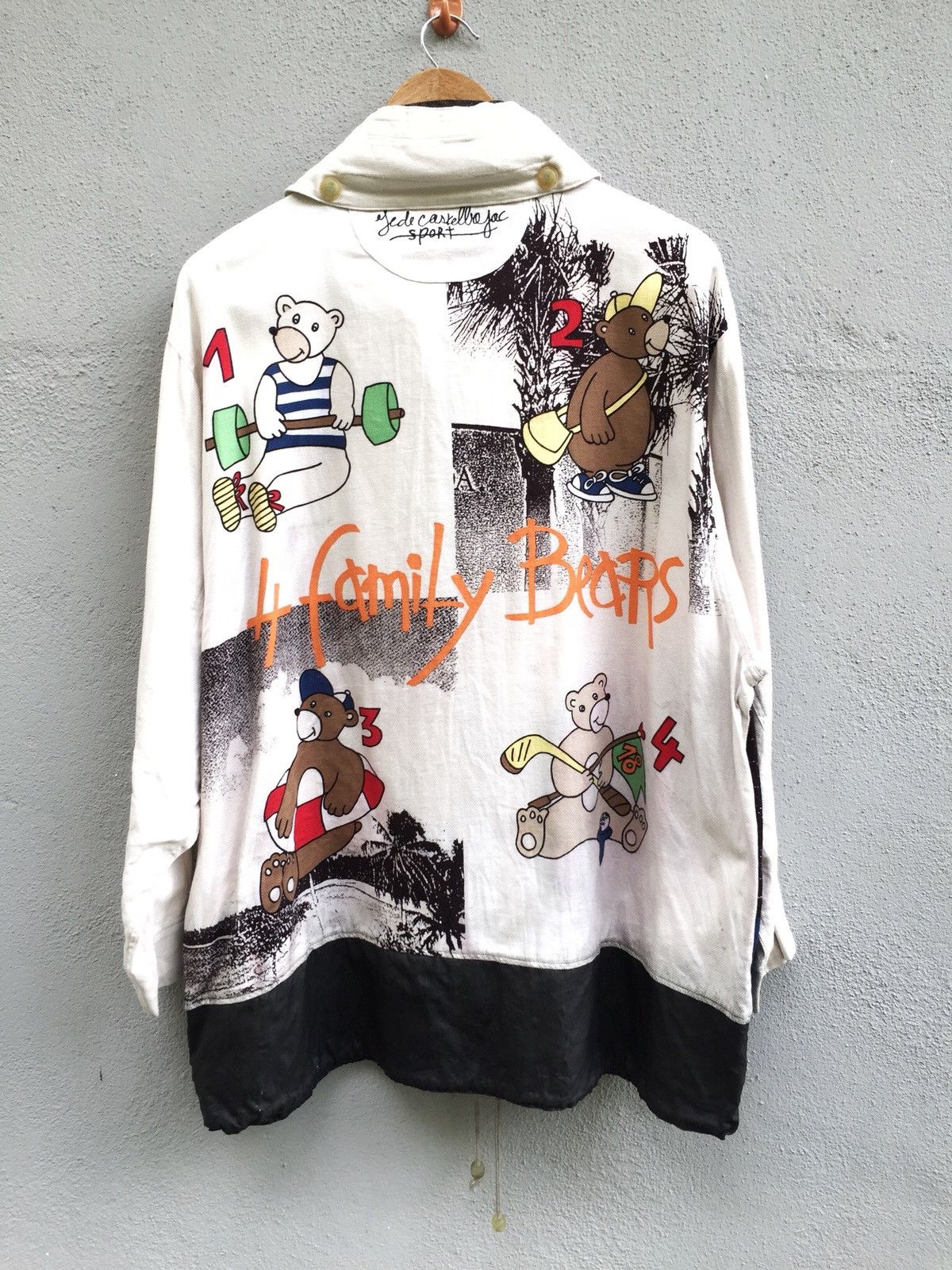 Jean Charles De Castelbajac 90s OverPrint 🐻 Family Hidden Hoodie O/S Jacket Size US L / EU 52-54 / 3 - 1 Thumbnail