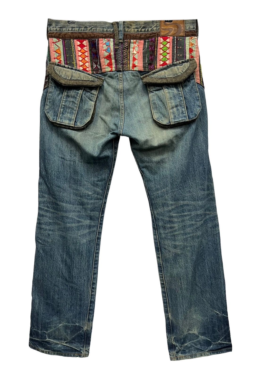 Japanese Brand Vintage SHAPEL Native Patchwork Distressed Kapital Style! Size US 32 / EU 48 - 10 Thumbnail