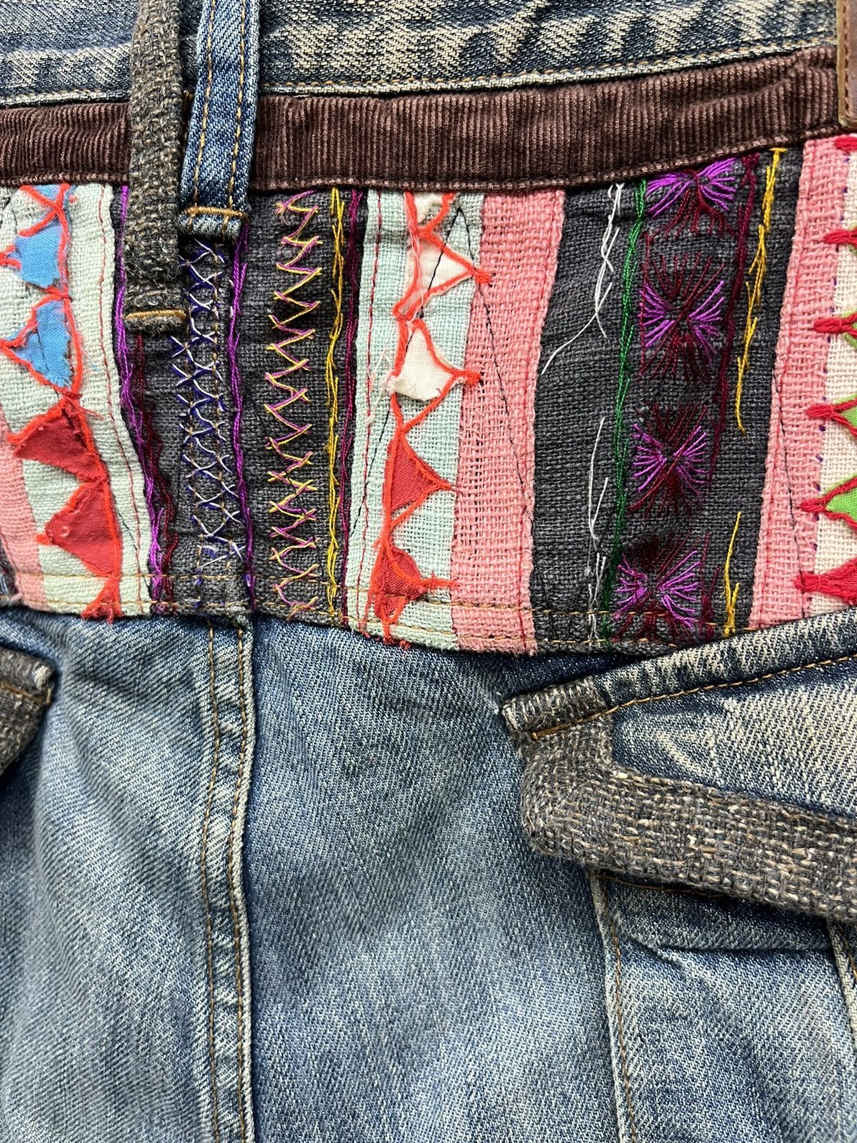 Japanese Brand Vintage SHAPEL Native Patchwork Distressed Kapital Style! Size US 32 / EU 48 - 15 Thumbnail