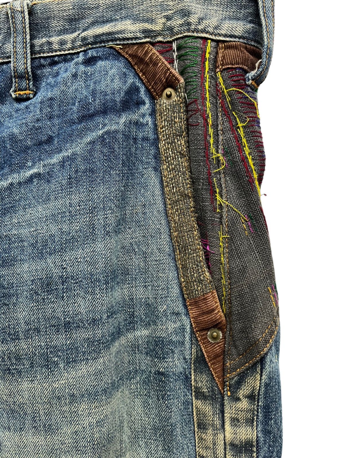 Japanese Brand Vintage SHAPEL Native Patchwork Distressed Kapital Style! Size US 32 / EU 48 - 8 Thumbnail