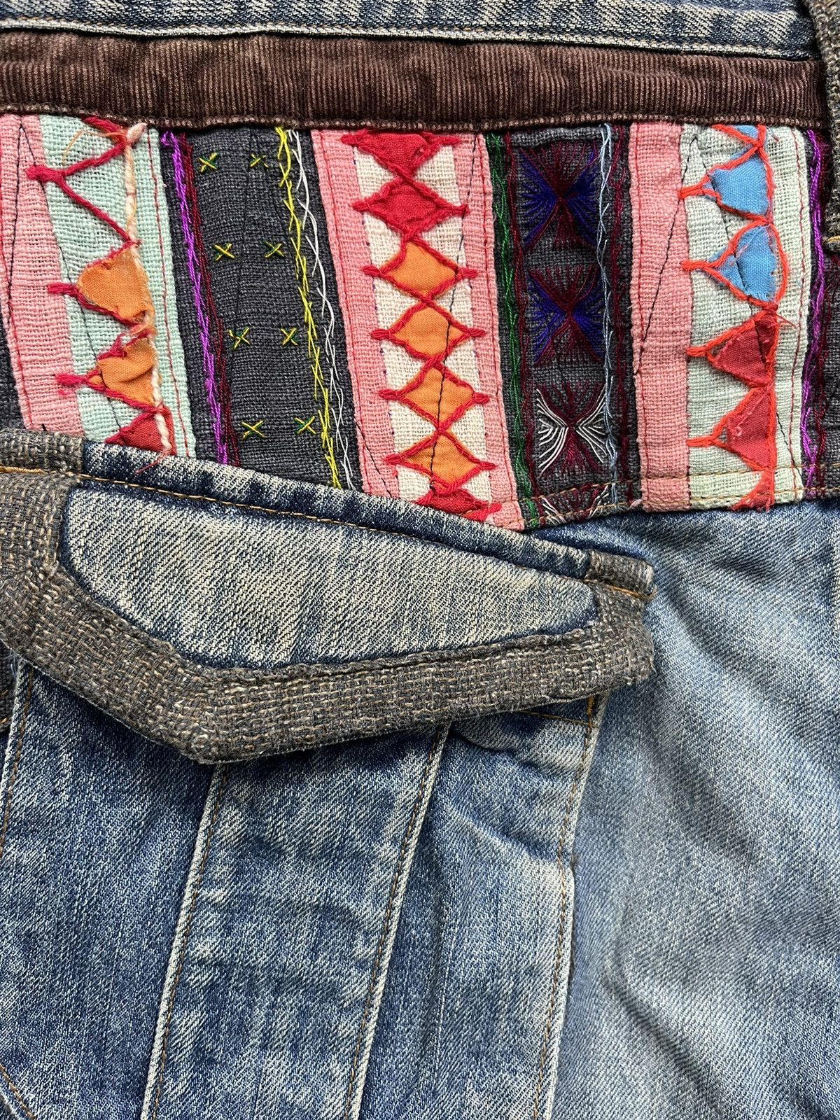Japanese Brand Vintage SHAPEL Native Patchwork Distressed Kapital Style! Size US 32 / EU 48 - 14 Thumbnail