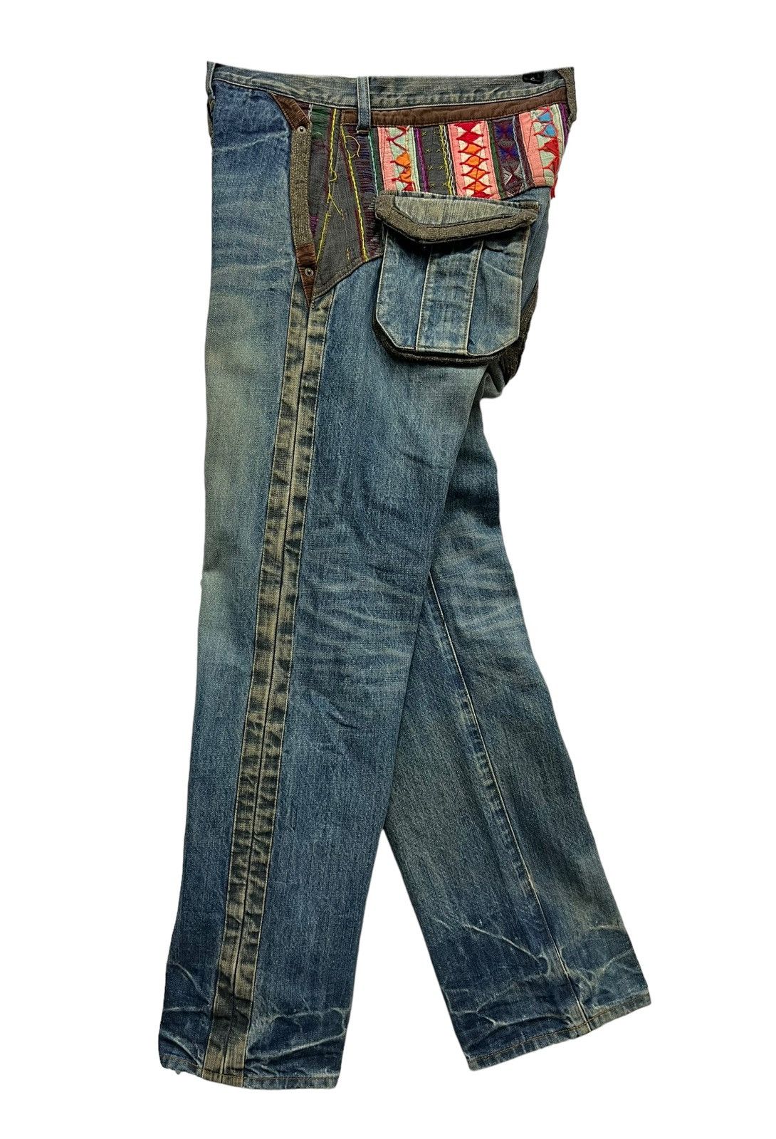Japanese Brand Vintage SHAPEL Native Patchwork Distressed Kapital Style! Size US 32 / EU 48 - 2 Thumbnail