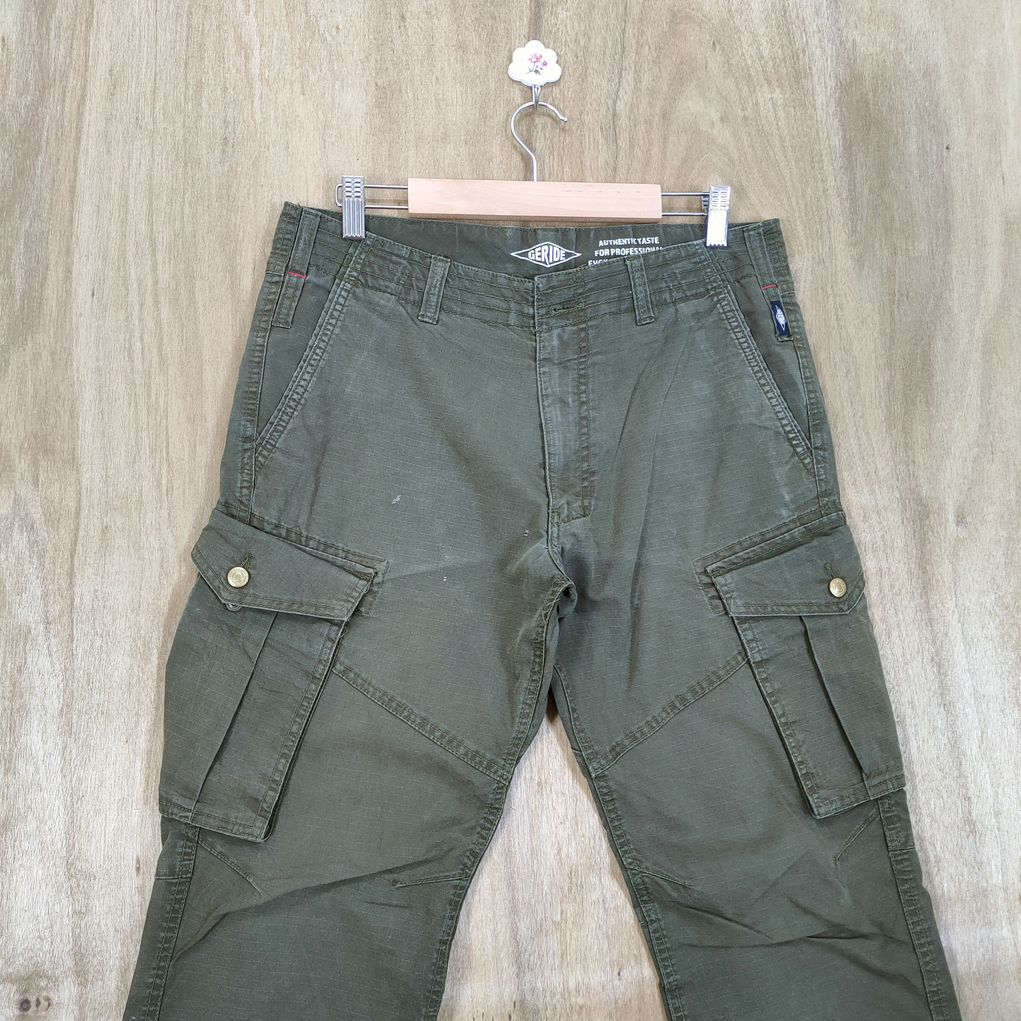 Japanese Brand × Vintage VINTAGE GRIDE OLIVE GREEN CARGO PANTS Size US 32 / EU 48 - 2 Thumbnail