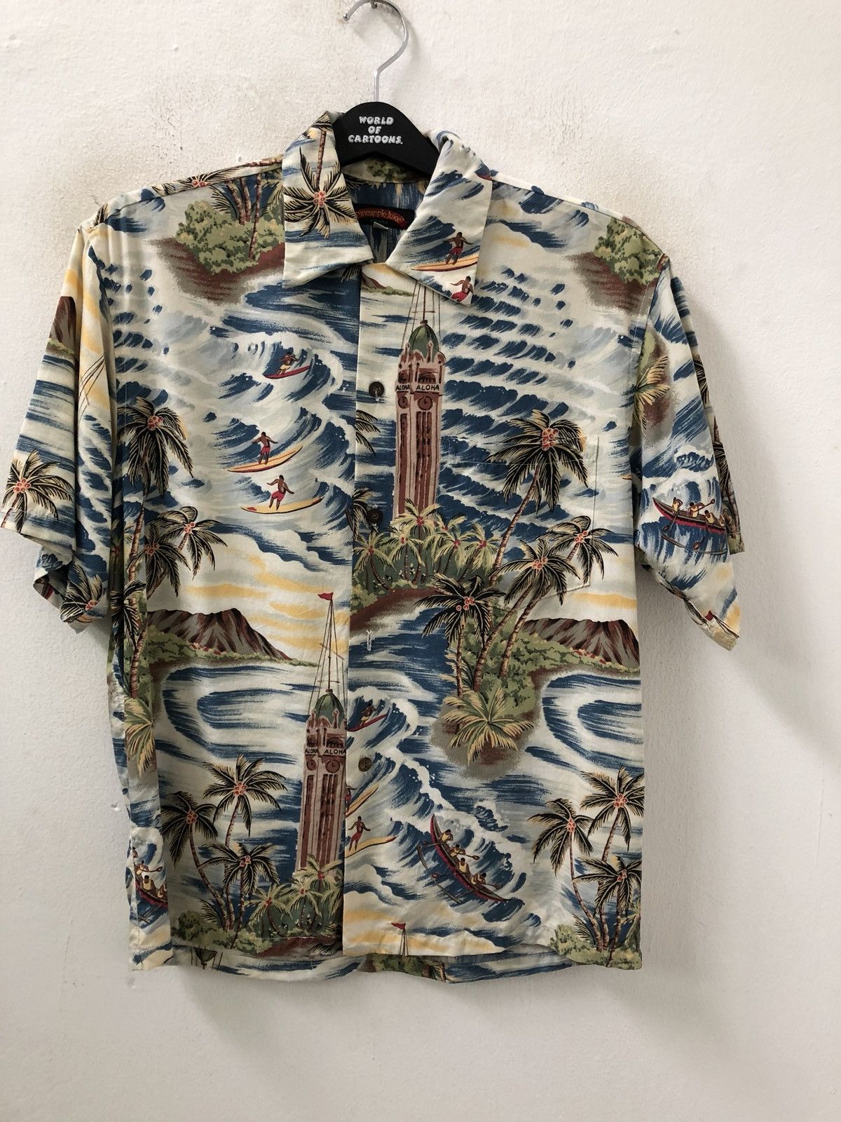 Vintage VTG Pineapple Juice Aloha Palm Trees Beach Rayon Hawaiian Size US M / EU 48-50 / 2 - 3 Thumbnail