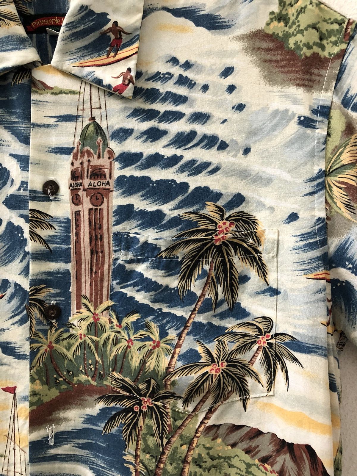 Vintage VTG Pineapple Juice Aloha Palm Trees Beach Rayon Hawaiian Size US M / EU 48-50 / 2 - 5 Thumbnail