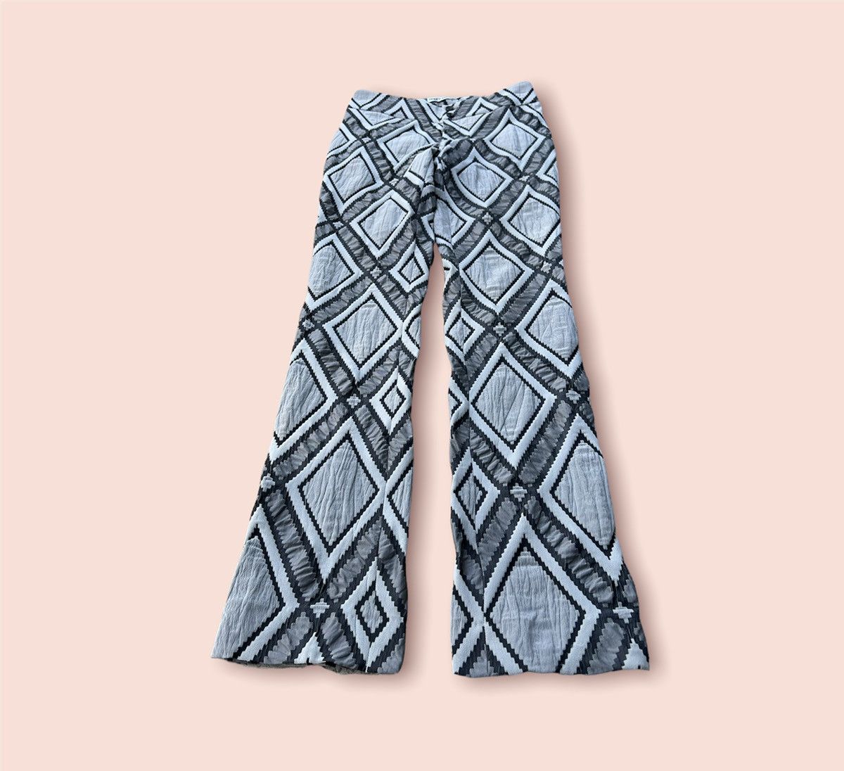 image of Issey Miyake Vintage Geometrical Diamond Trouser in Grey, Women's (Size 29)