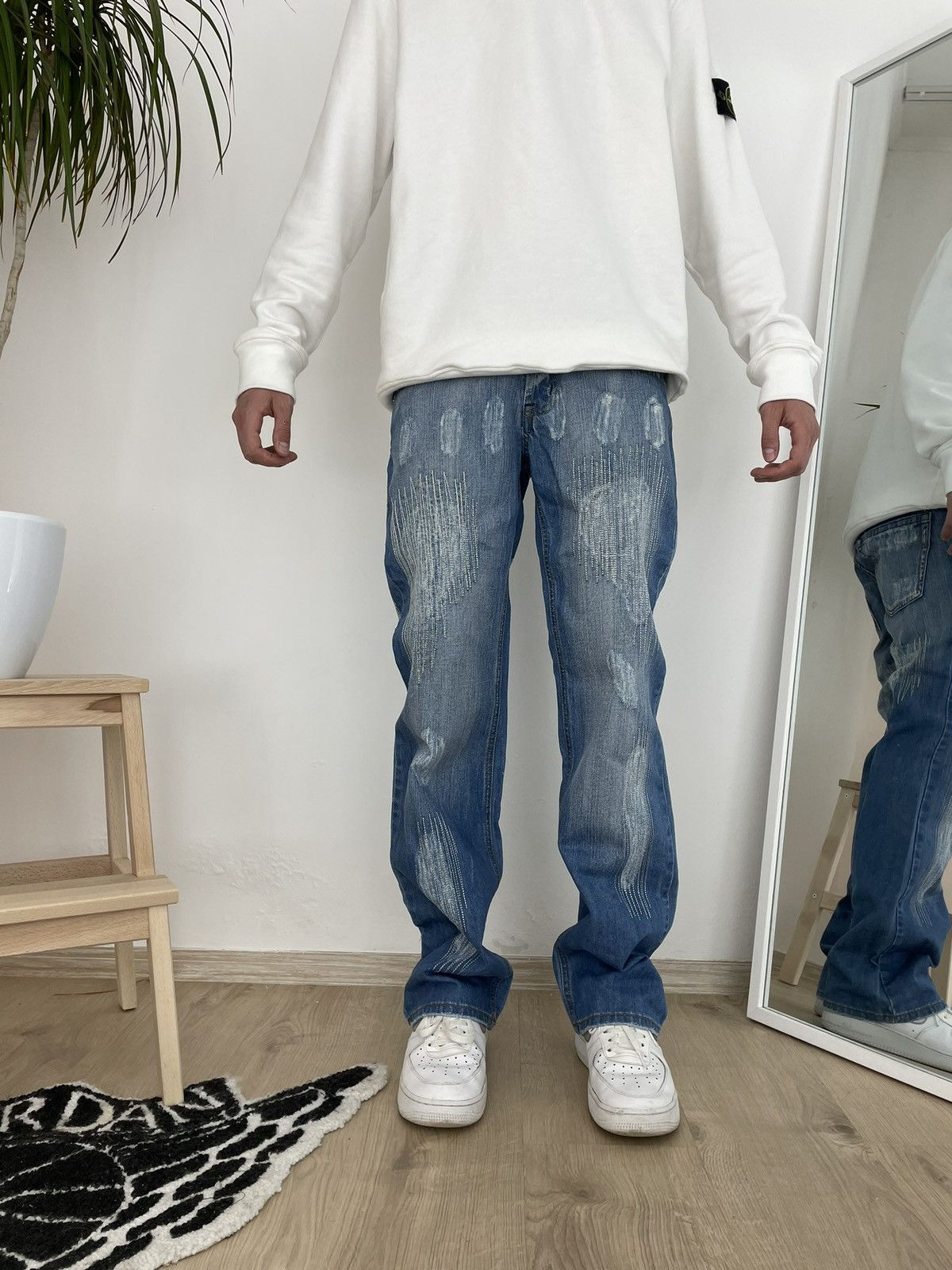 Japanese Brand × Vintage Vintage Japanese Brand jeans distressed blue denim buggy fit Size US 31 - 1 Thumbnail