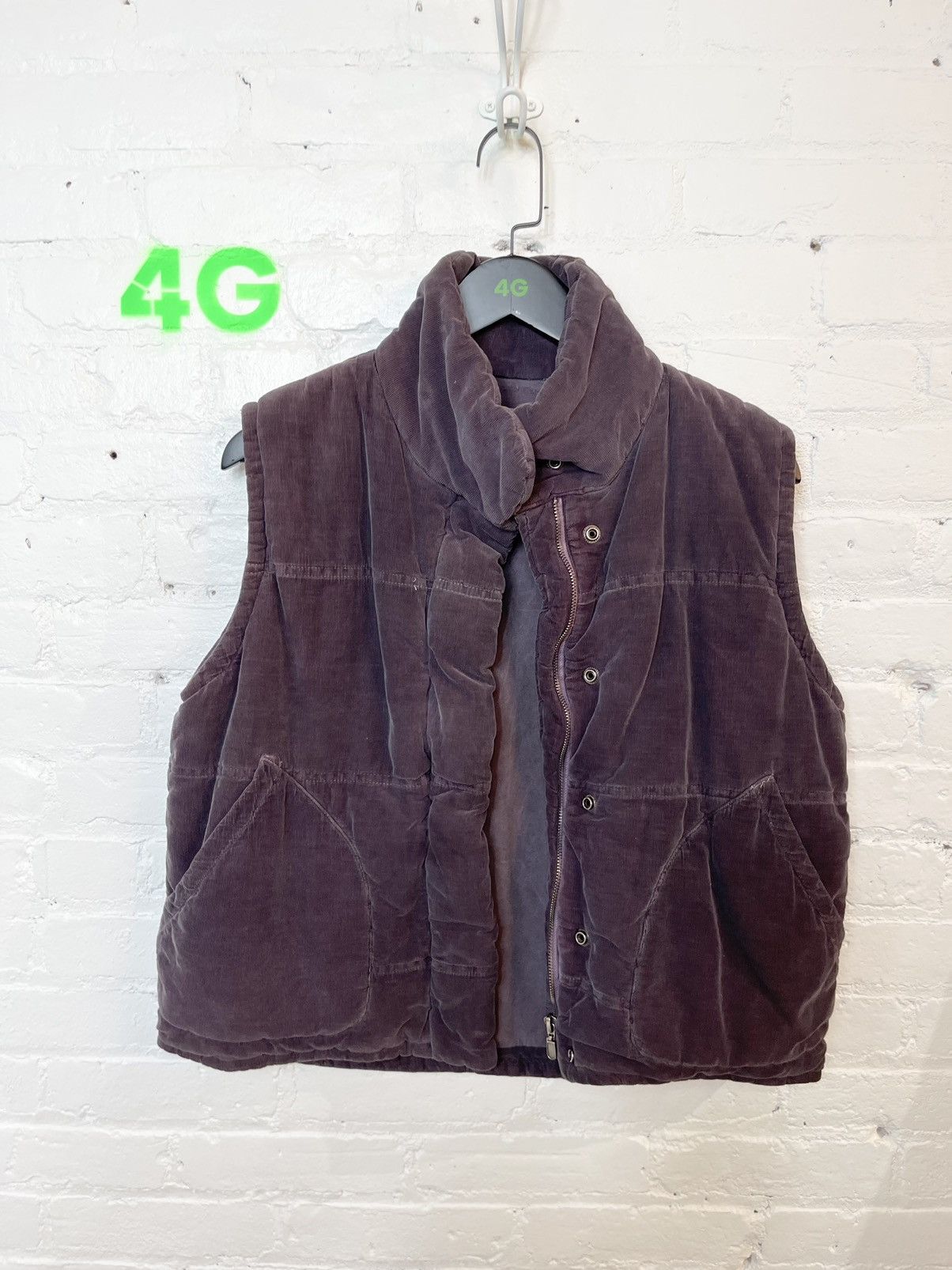 image of Vintage 90's Corduroy Puffer Jacket Vest Dark Purple, Men's (Size Small)