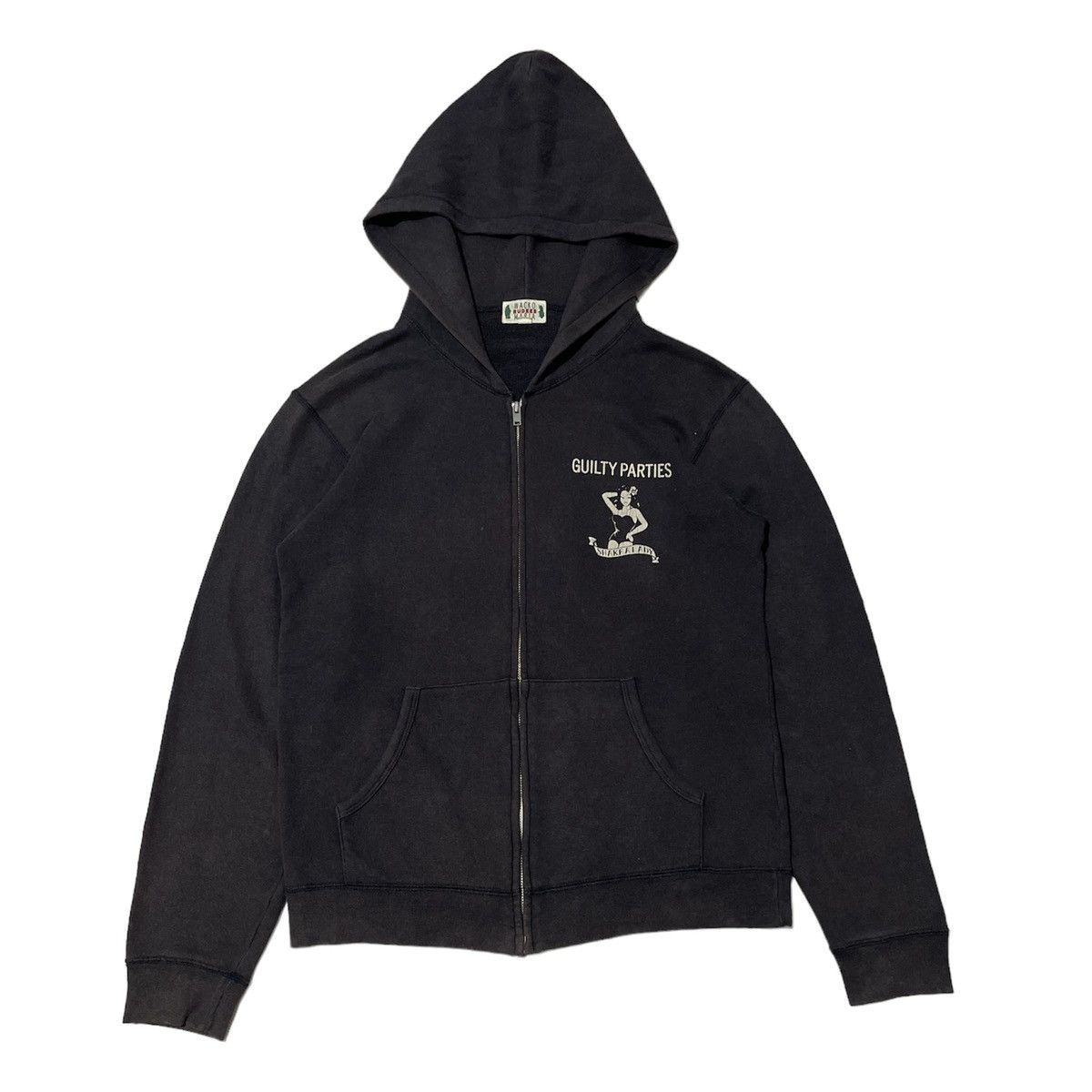 Pre-owned Wacko Maria Faded.  Guilty Parties Zip Hoodie In Black