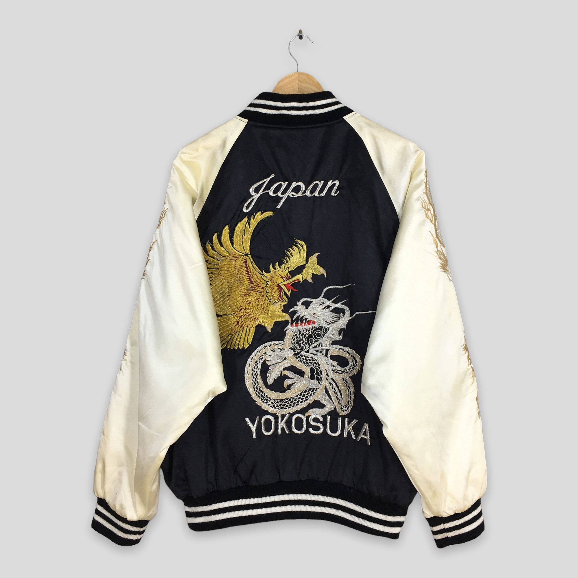 image of Kimono Japan Dragon x Sukajan Souvenir Jacket Vintage Sukajan Dragon Eagle Fighting Souvenir Jacket