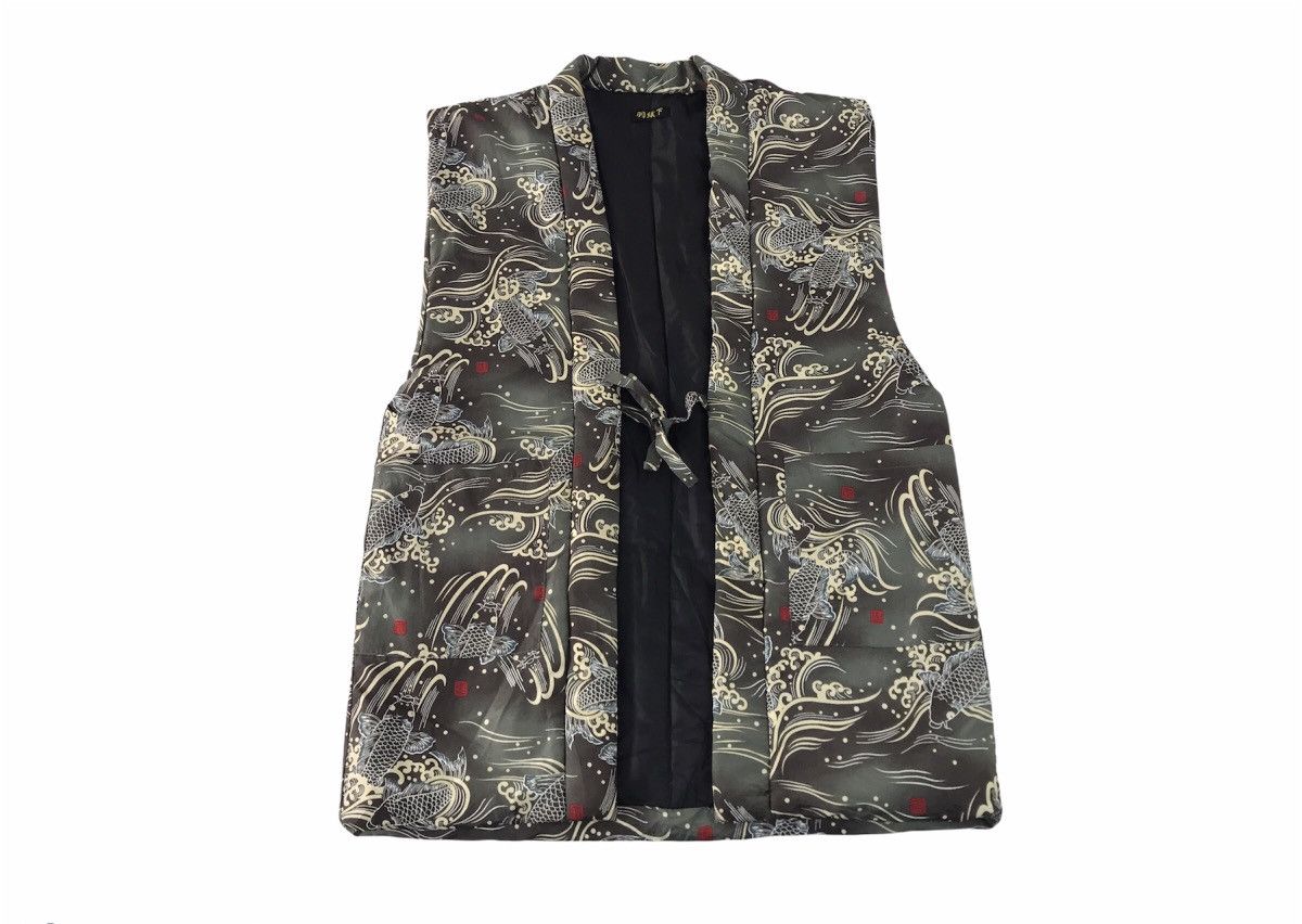Japanese Brand Quilted Noragi Hanten Japanese Traditional Haori Koi Fish Size US L / EU 52-54 / 3 - 1 Thumbnail