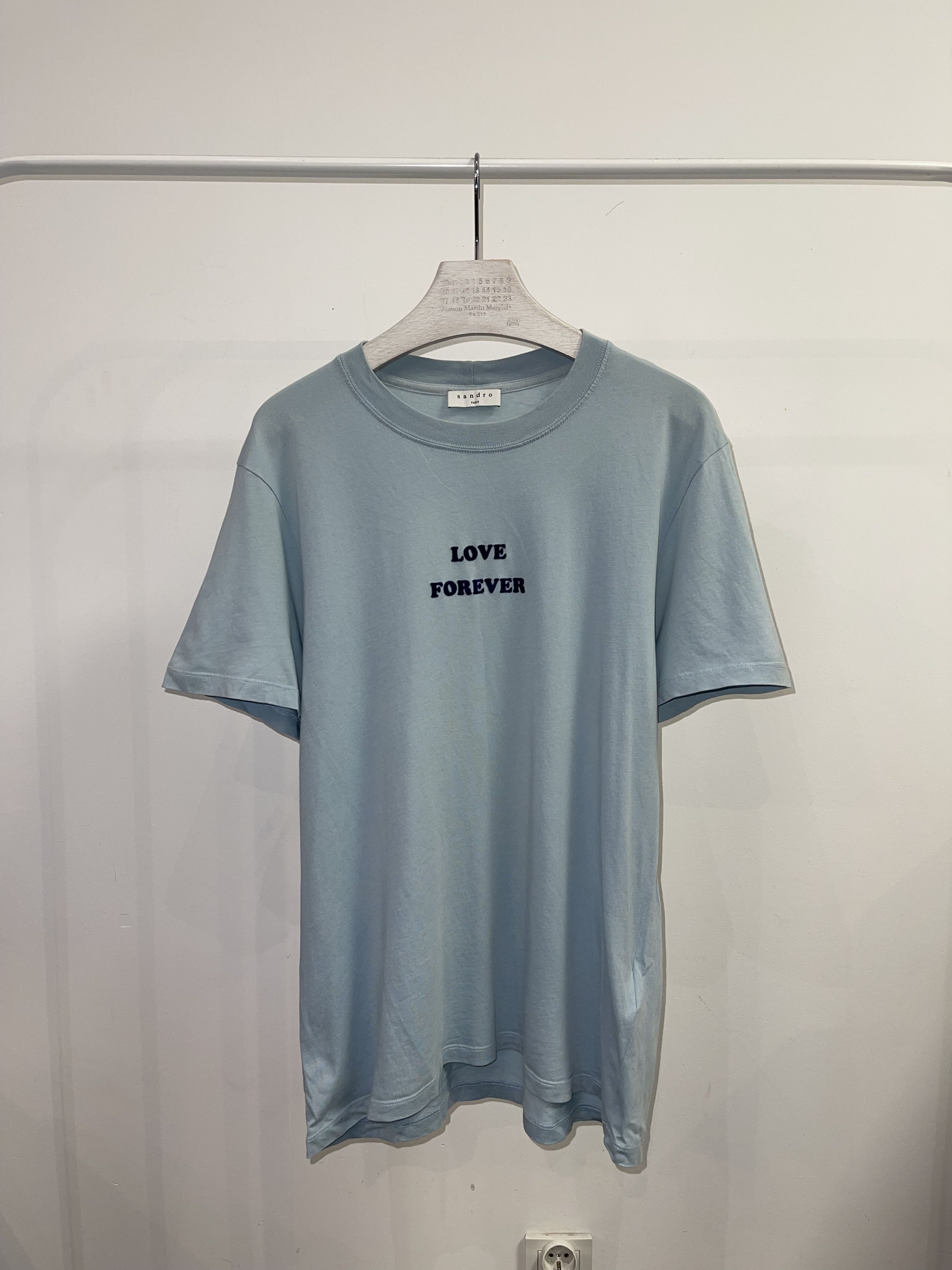 Sandro Sandro "Love Forever" Baby Blue T-Shirt Size US M / EU 48-50 / 2 - 1 Thumbnail