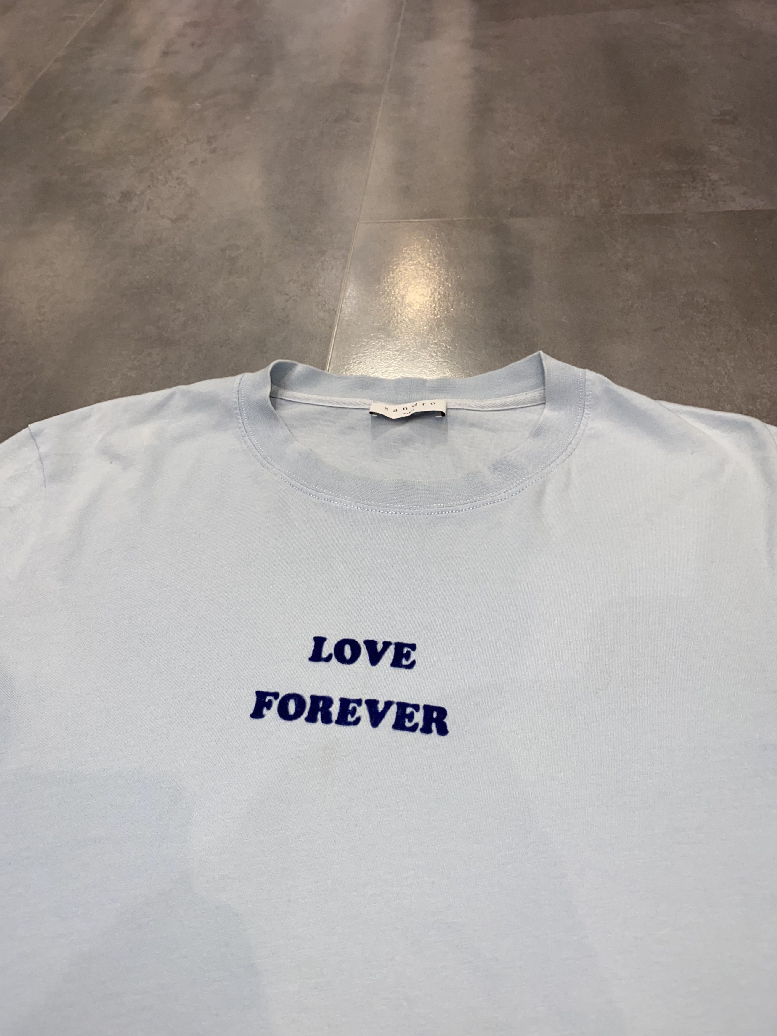 Sandro Sandro "Love Forever" Baby Blue T-Shirt Size US M / EU 48-50 / 2 - 9 Thumbnail