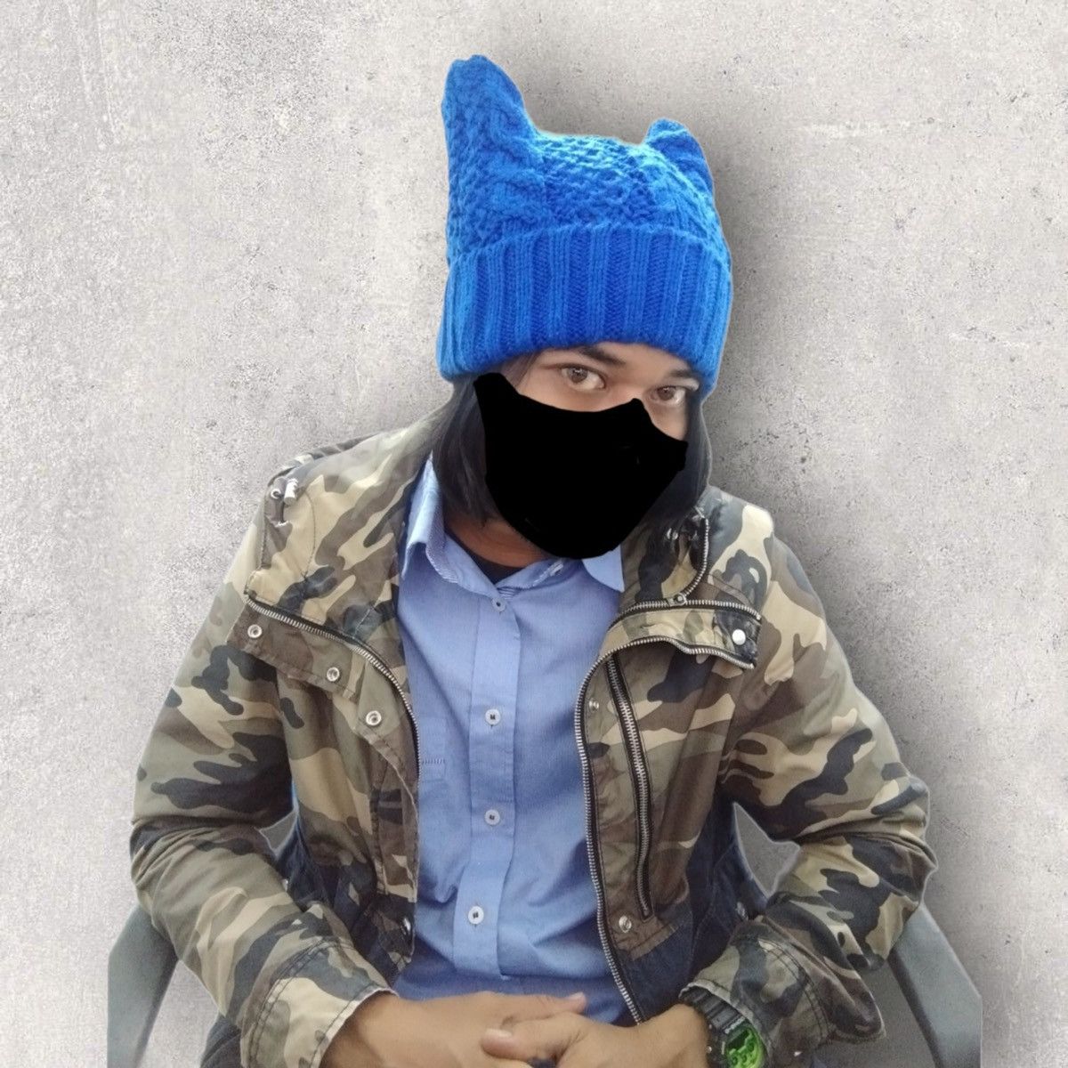 image of Avant Garde x Individual Designer Psycho Bunny Horn Knitted Beanie Japan in Blue, Men's