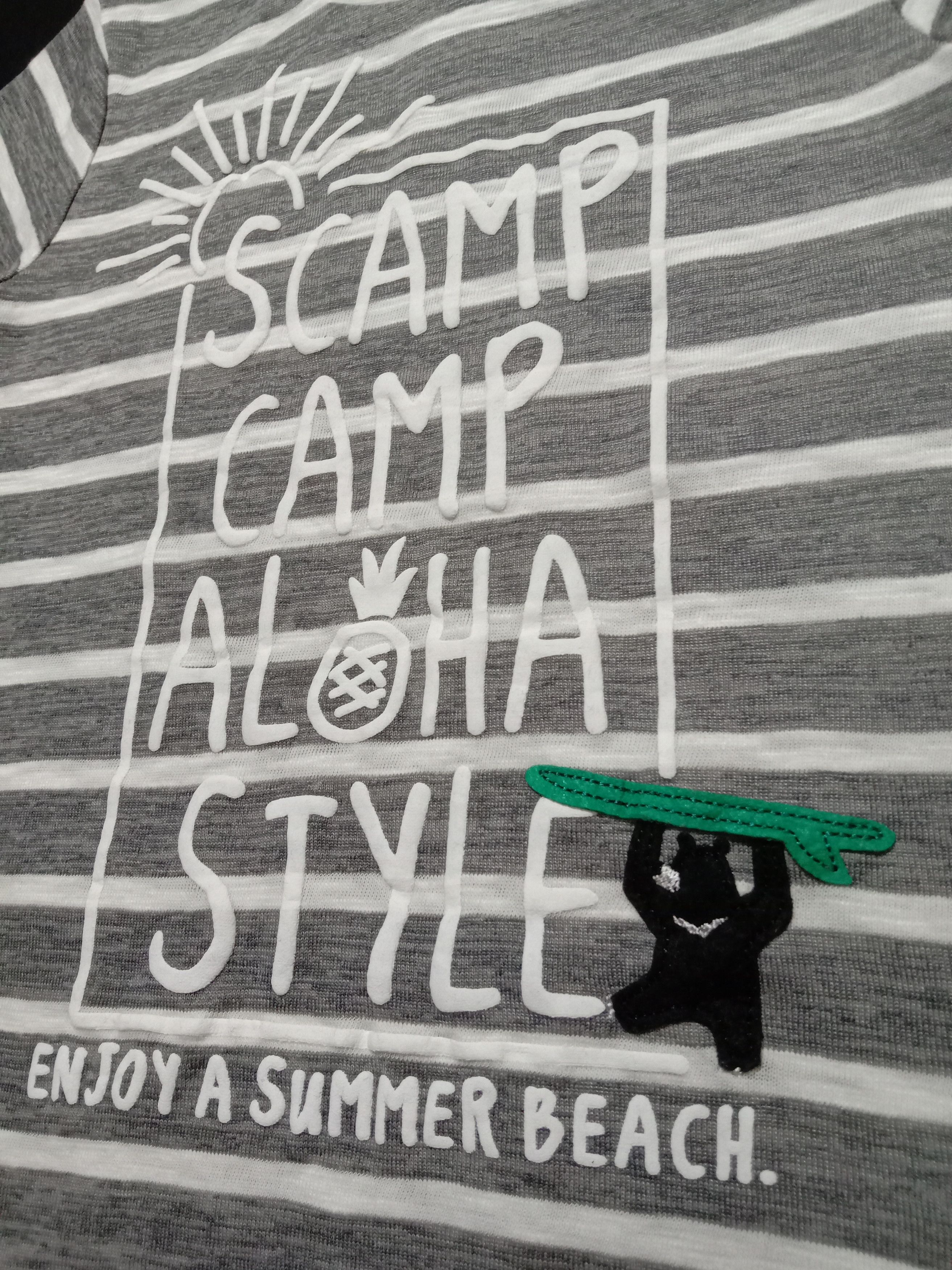 Band Tees Scamp Camp Aloha Shirt Hawaii Gray Stripes Tee Kid/Girl/Boy Size XXS / US 00 / IT 34 - 2 Thumbnail