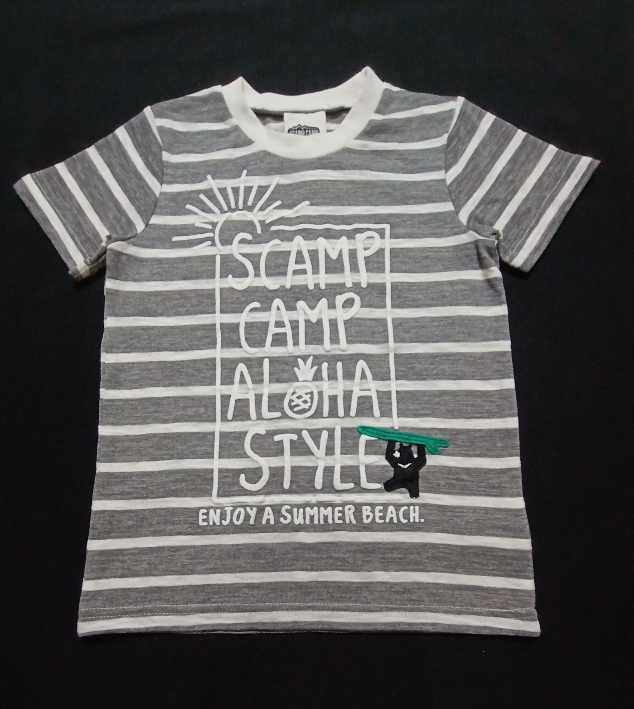 Band Tees Scamp Camp Aloha Shirt Hawaii Gray Stripes Tee Kid/Girl/Boy Size XXS / US 00 / IT 34 - 1 Thumbnail