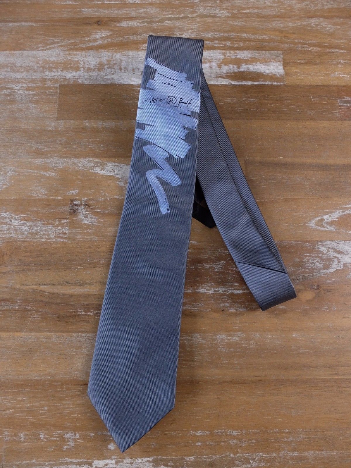 Viktor & Rolf VIKTOR & ROLF gray logo silk tie authentic NWT designer Size ONE SIZE - 1 Thumbnail