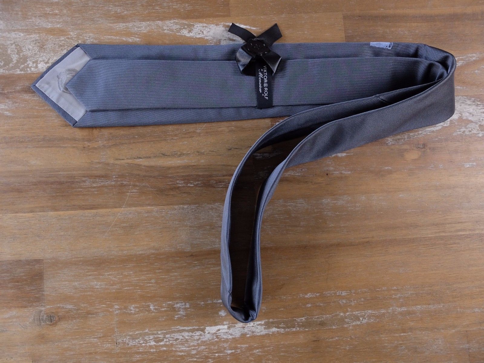 Viktor & Rolf VIKTOR & ROLF gray logo silk tie authentic NWT designer Size ONE SIZE - 3 Thumbnail