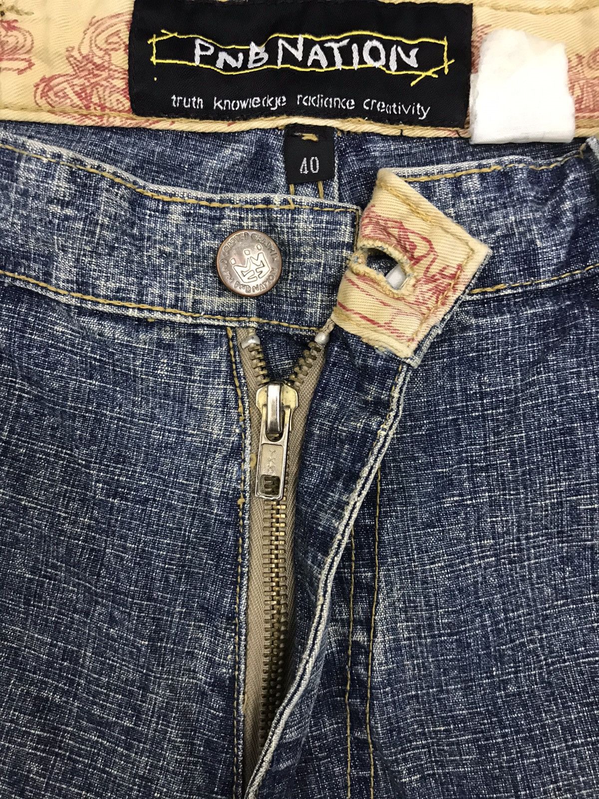 Japanese Brand Vintage PNB Nation Music and Art Printed Denim Jeans Size US 37 - 5 Thumbnail