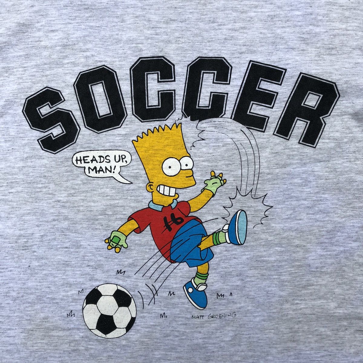 The Simpsons × Vintage Rare Vintage 90s The Simpsons Soccer Art By Matt Grogning Size US L / EU 52-54 / 3 - 4 Thumbnail