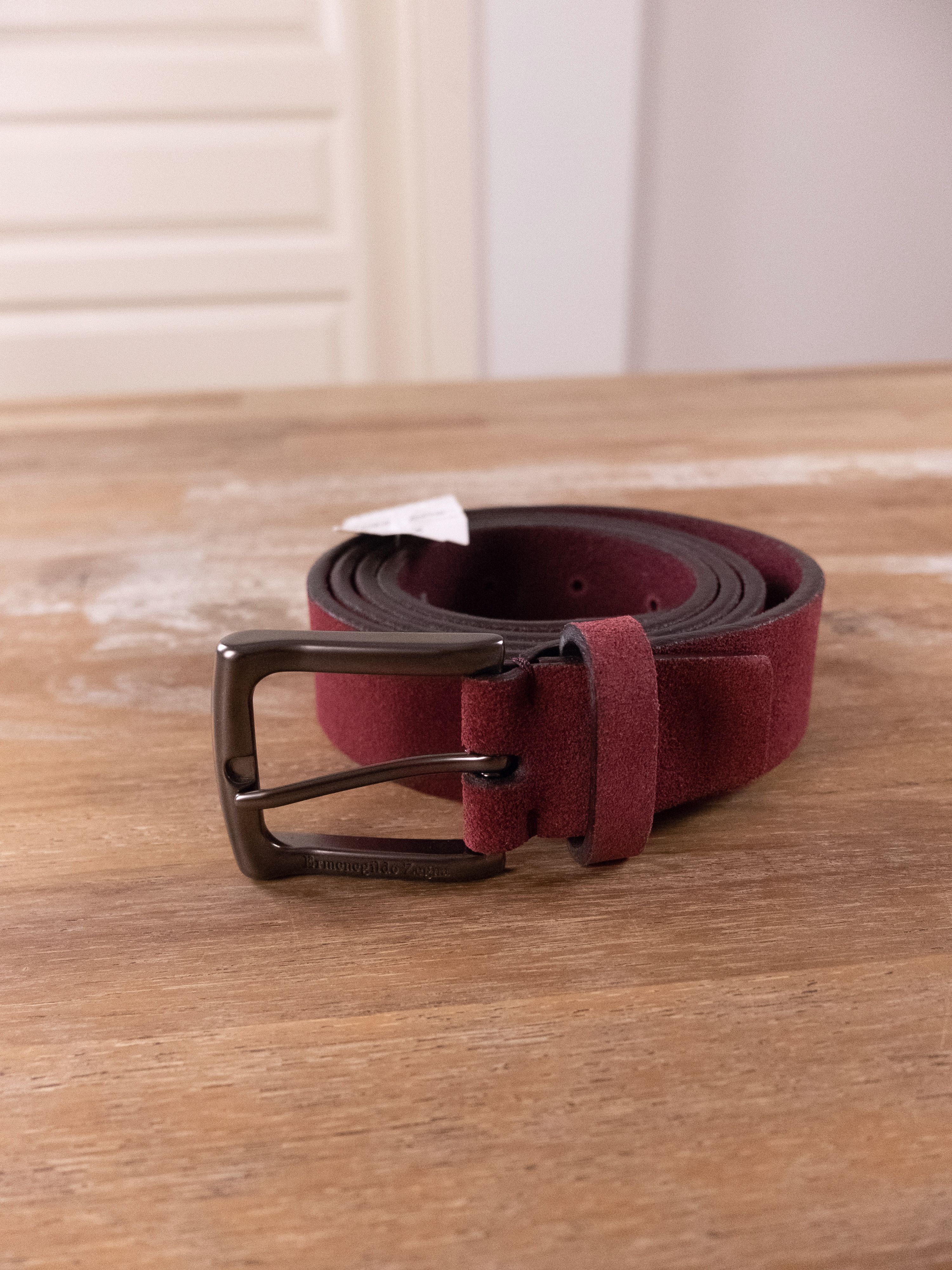 ERMENEGILDO ZEGNA red suede belt 105 40 fits 40 inch waist