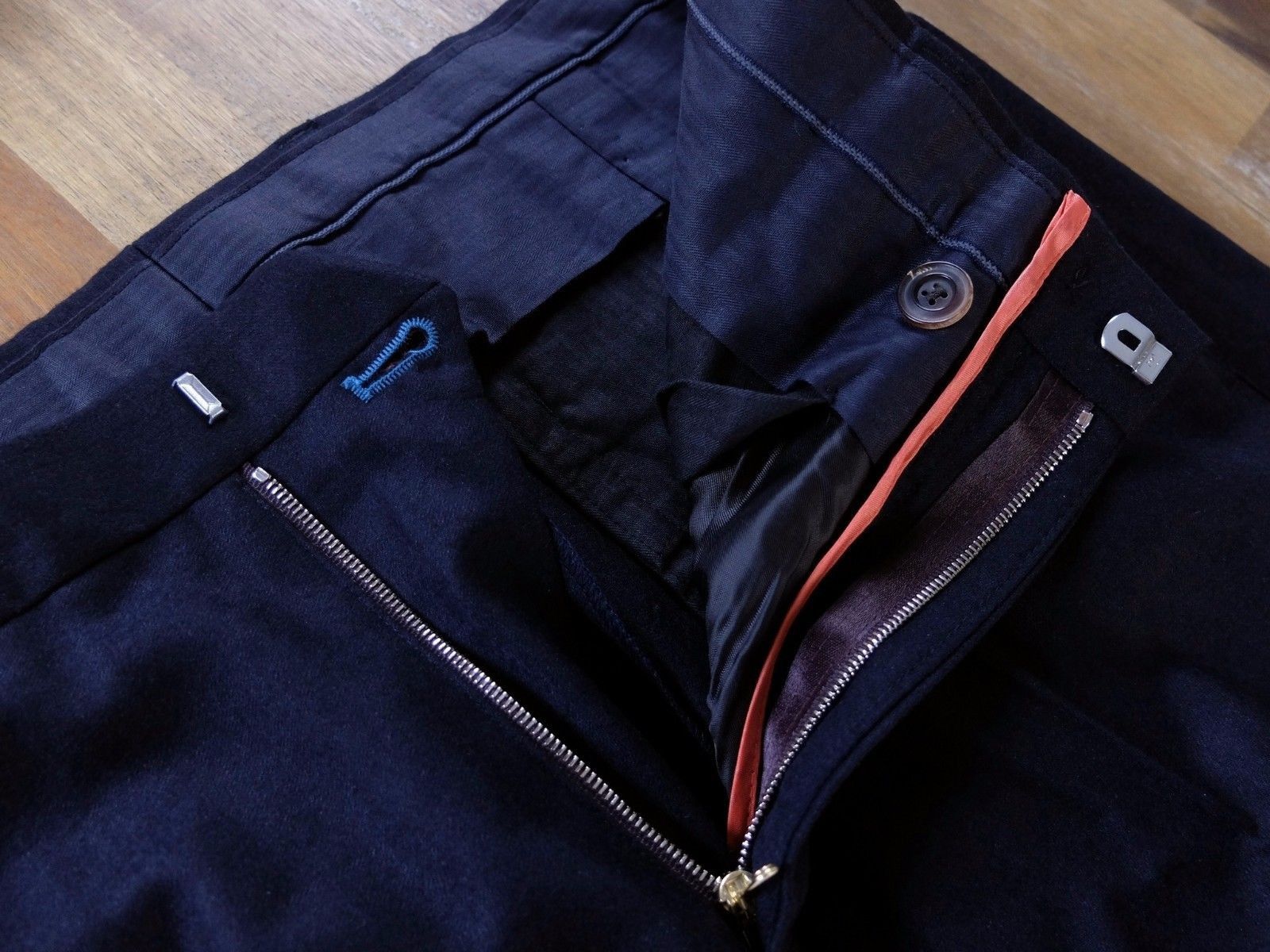 Paul Smith PAUL SMITH slim fit navy blue flannel wool pants trousers 30 Size US 30 / EU 46 - 4 Thumbnail