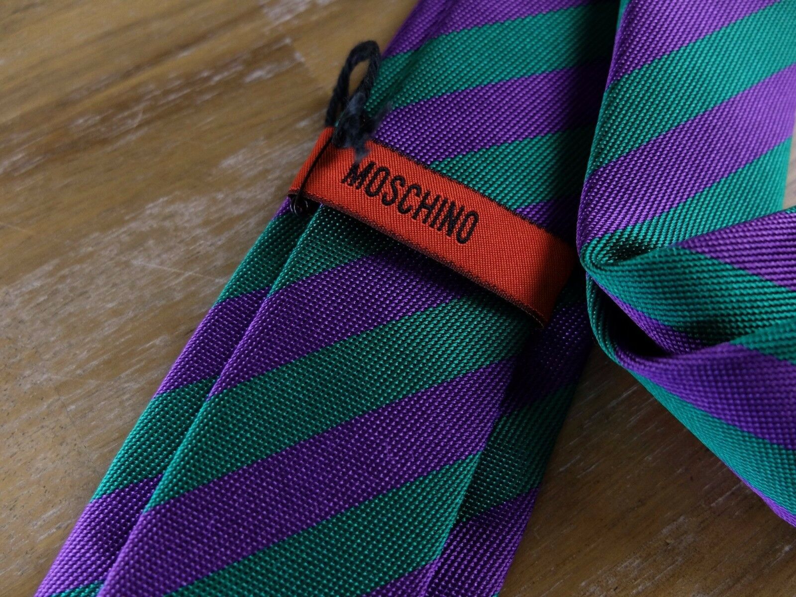 Moschino MOSCHINO green purple striped skinny silk tie authentic Size ONE SIZE - 3 Thumbnail