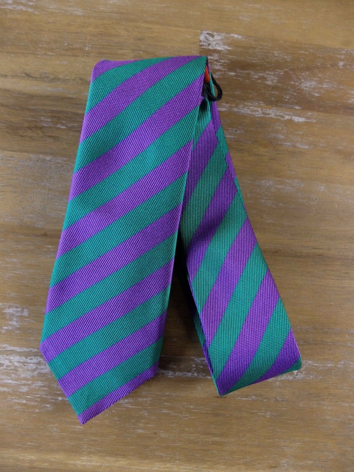 Moschino MOSCHINO green purple striped skinny silk tie authentic Size ONE SIZE - 1 Thumbnail