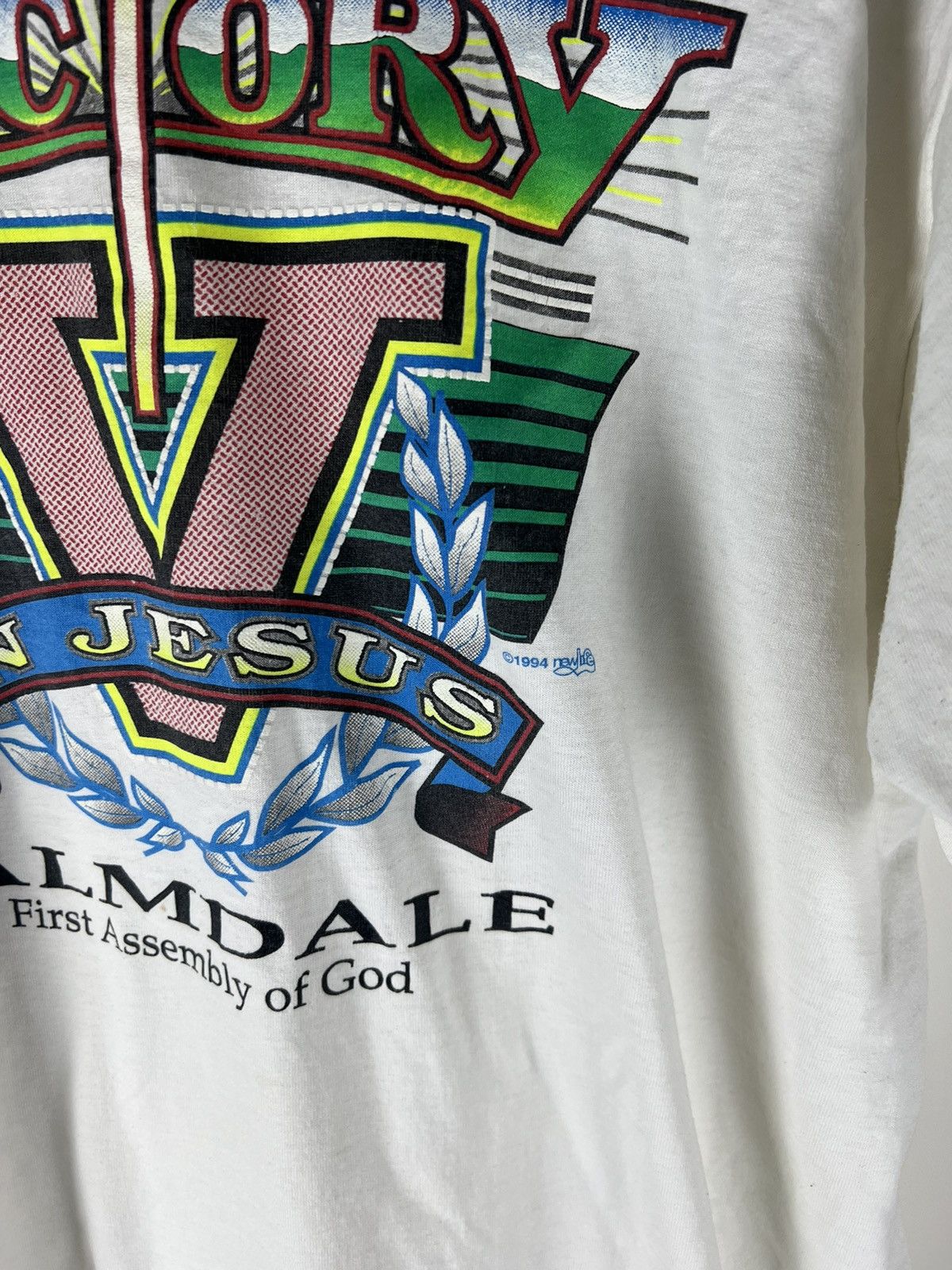 Fruit Of The Loom 1994 Victory In Jesus First Assembly of God Church Tee Size US XL / EU 56 / 4 - 2 Thumbnail