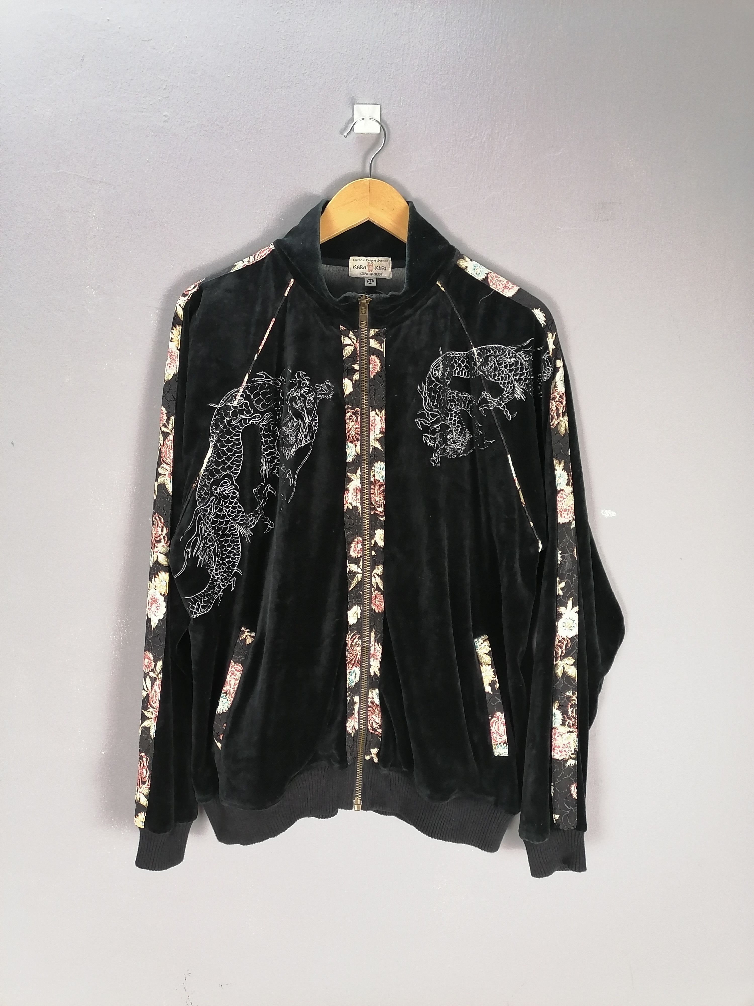Japanese Brand 🔥Karakuri Generation Dragon Embroidery Velvet Jacket⚡ Size US XL / EU 56 / 4 - 1 Thumbnail
