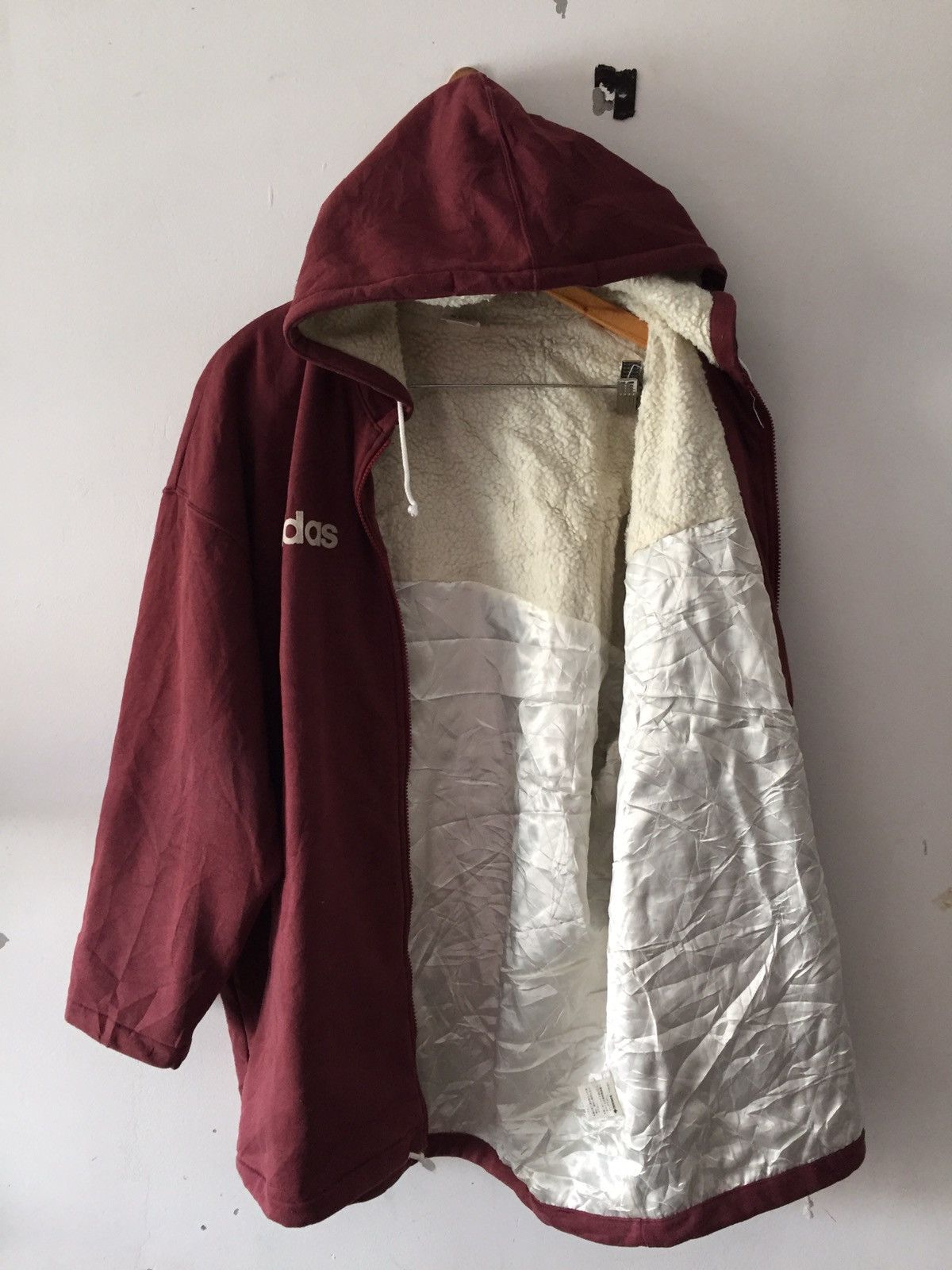 Adidas × Vintage Vintage Jacket Hoodie big logo Sherpa linning by Adidas Size US XL / EU 56 / 4 - 4 Thumbnail