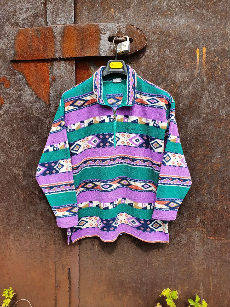 Sergio Tacchini × Vintage Vintage Sergio Tacchini Aztec Navajo Fleece Pullover Size US XL / EU 56 / 4 - 22 Thumbnail