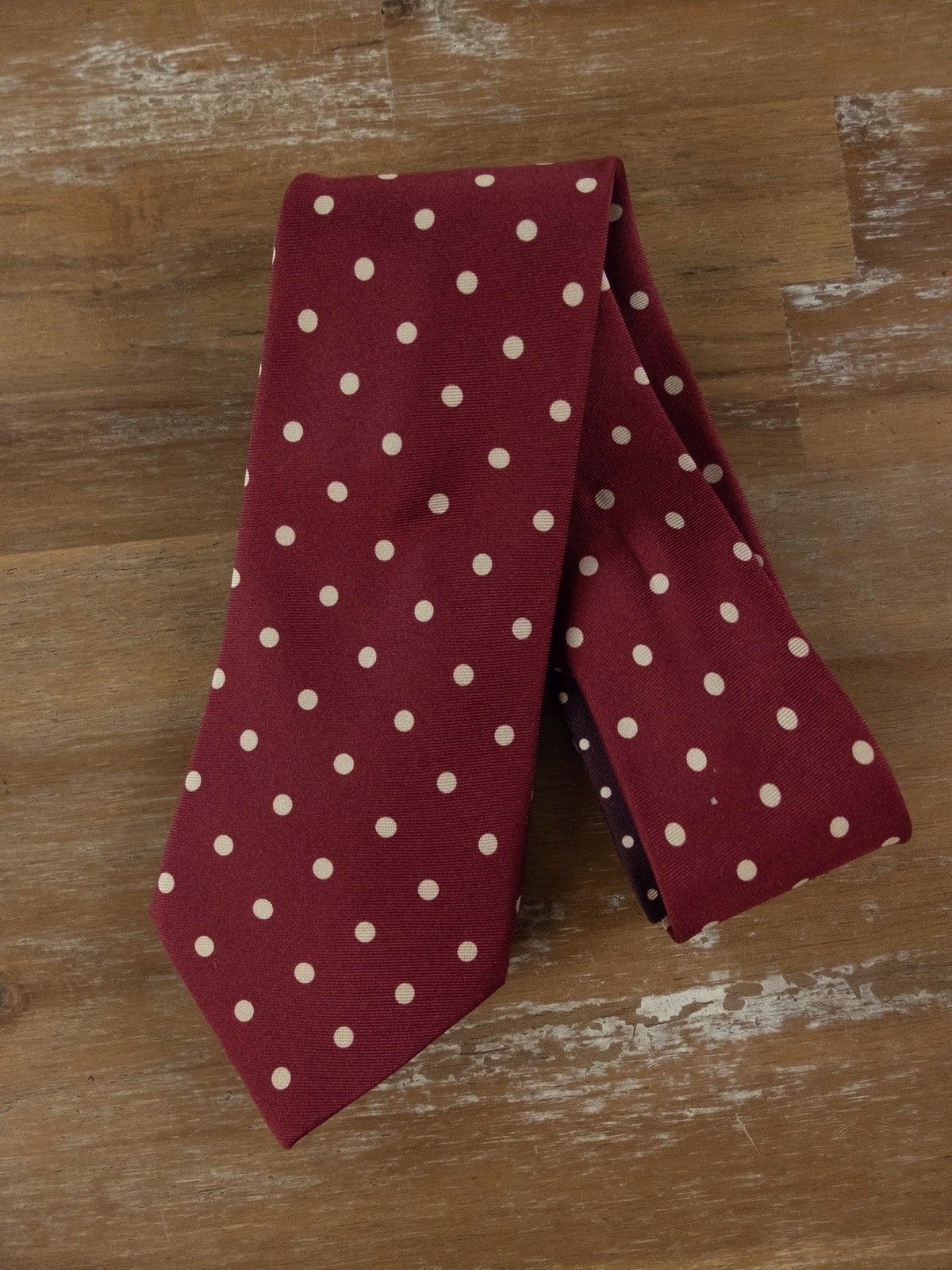PAUL SMITH London red polka dots motif silk tie authentic