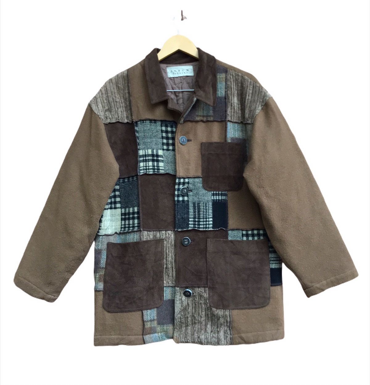 Japanese Brand Forum Current Japanese Brand Patchwork Style Wool Coat Size US M / EU 48-50 / 2 - 2 Thumbnail