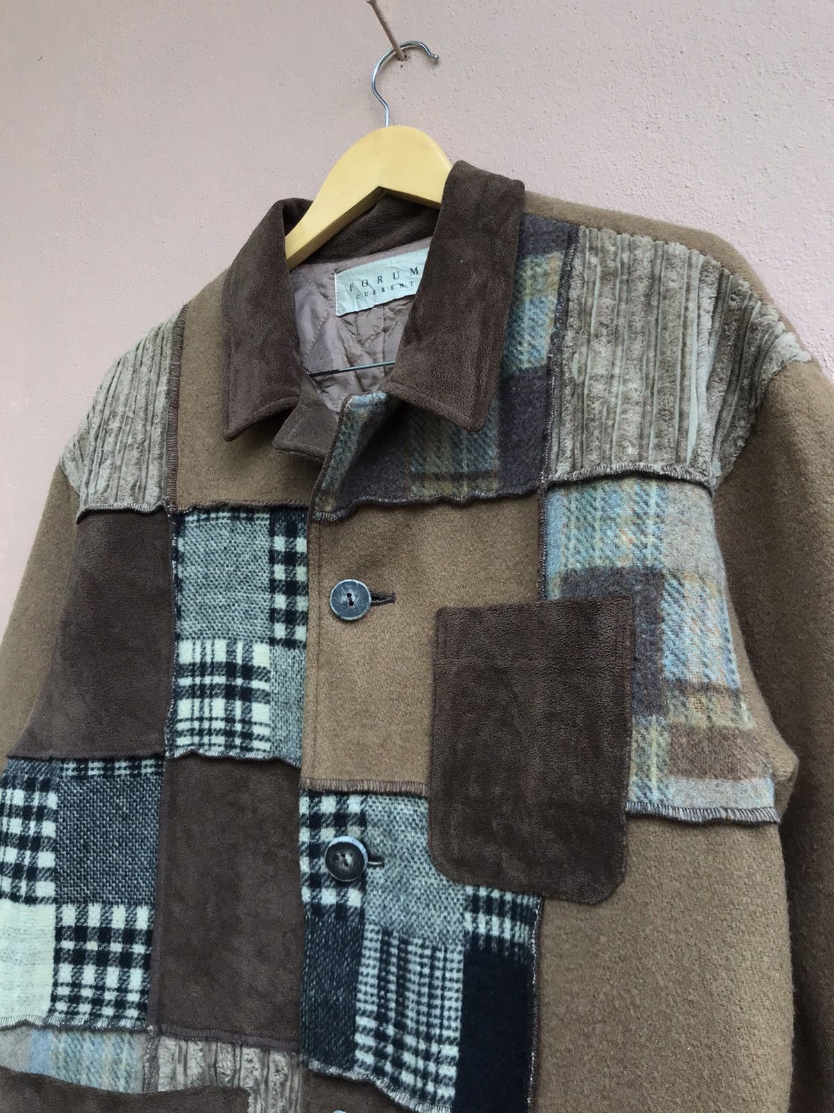 Japanese Brand Forum Current Japanese Brand Patchwork Style Wool Coat Size US M / EU 48-50 / 2 - 9 Thumbnail