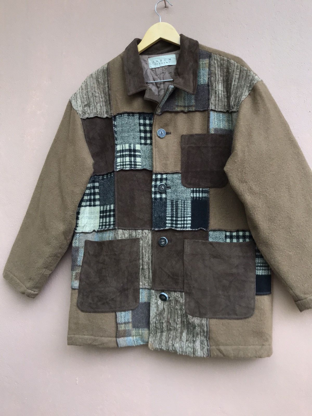Japanese Brand Forum Current Japanese Brand Patchwork Style Wool Coat Size US M / EU 48-50 / 2 - 10 Thumbnail