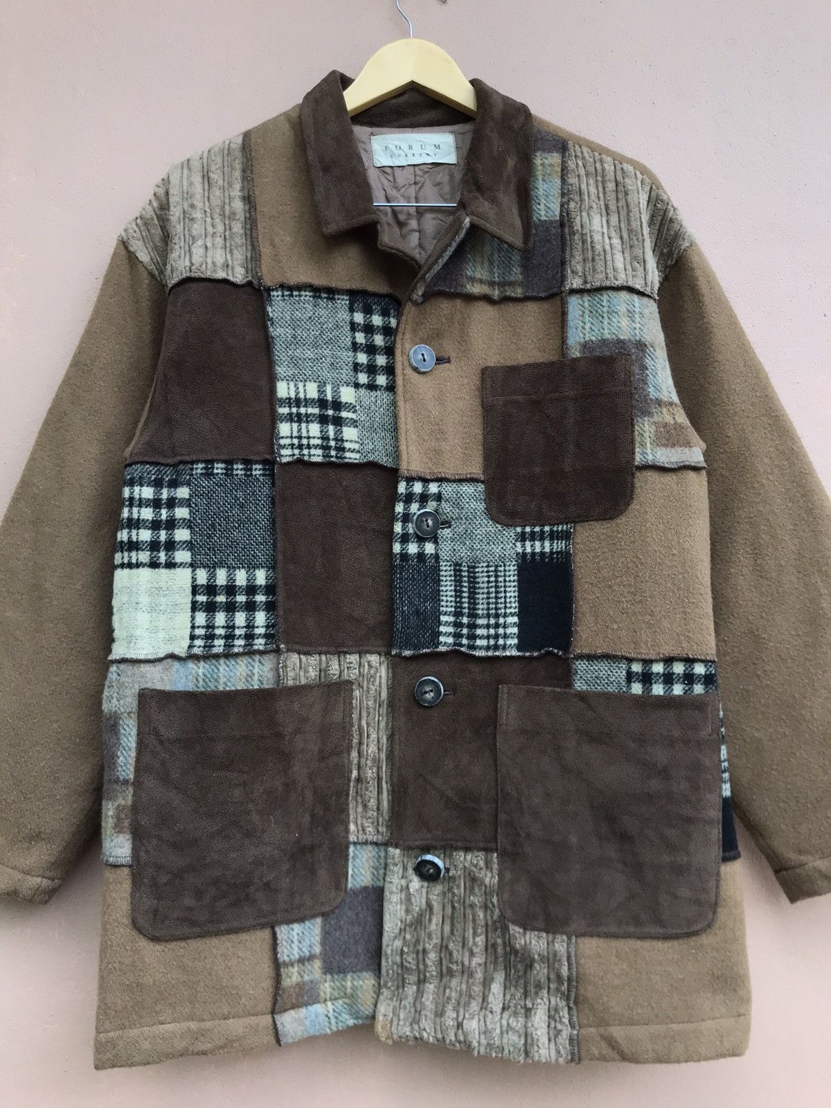 Japanese Brand Forum Current Japanese Brand Patchwork Style Wool Coat Size US M / EU 48-50 / 2 - 7 Thumbnail