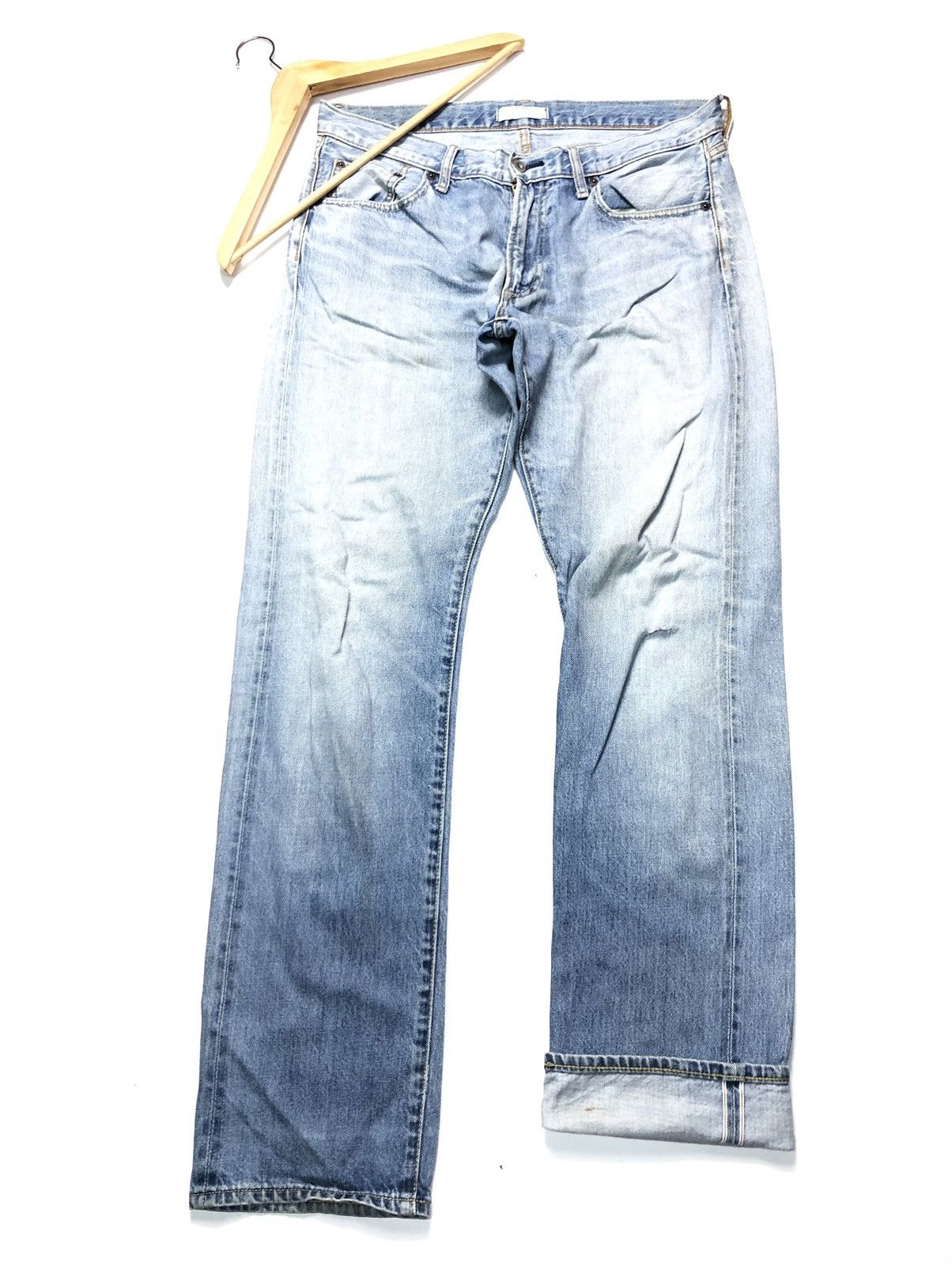 Uniqlo × Vintage VINTAGE UNIQLO SELVEDGE REGULAR STRAIGHT BLUE WASH DENIM Size US 34 / EU 50 - 1 Thumbnail