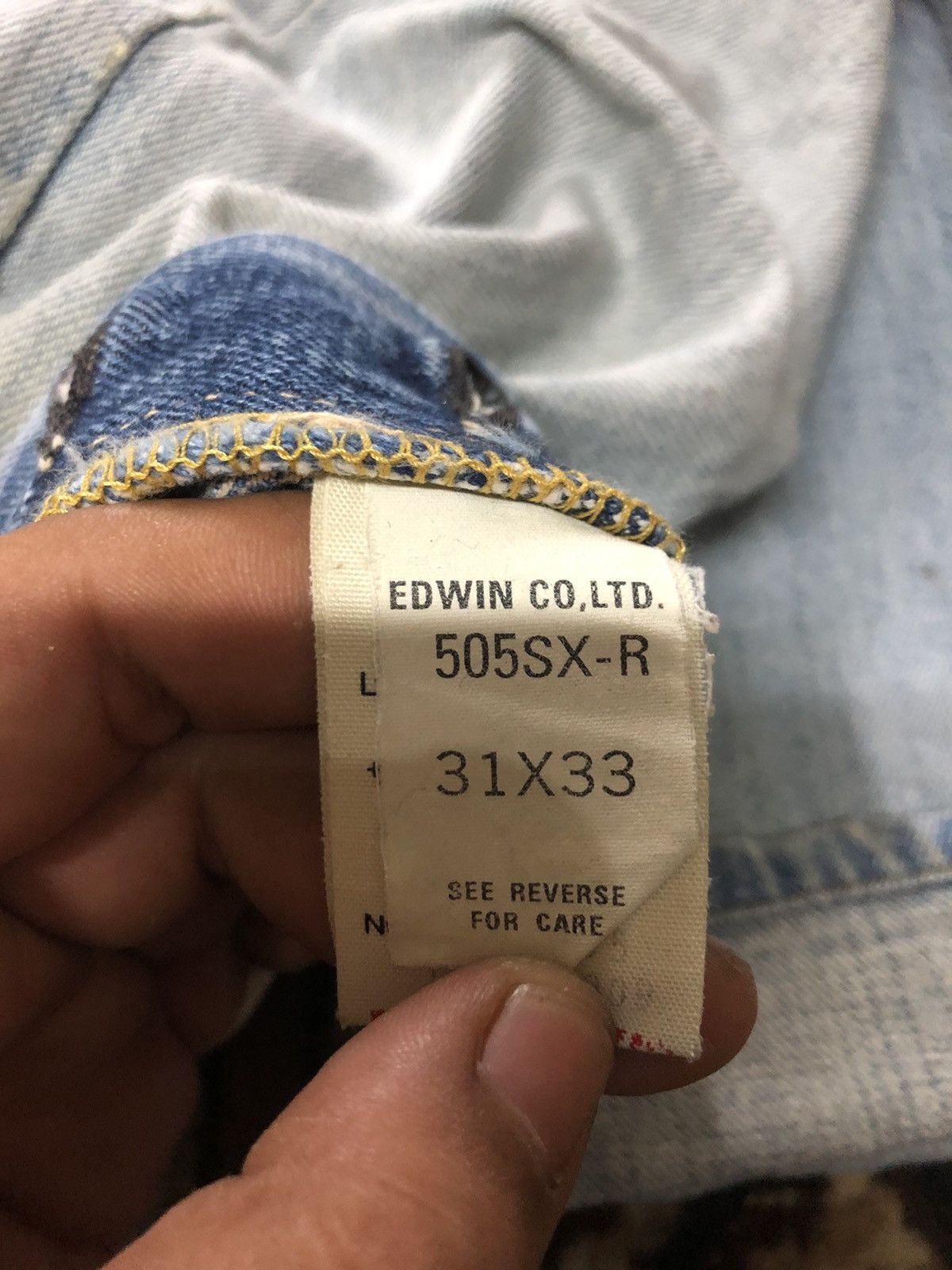 Edwin × Vintage VINTAGE SELVEDGE EDWIN GRUNGE DISTRESSED LIGHT BLUE WASH Size US 31 - 7 Thumbnail