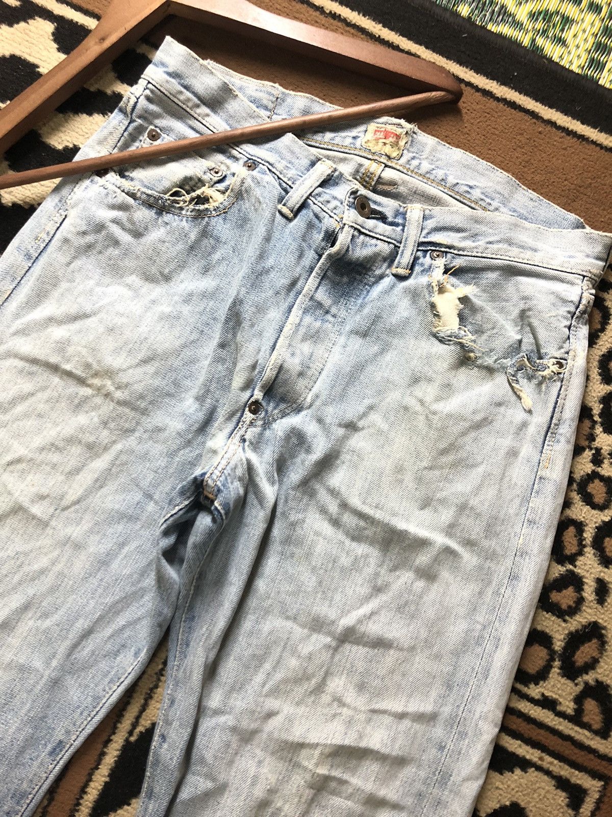Edwin × Vintage VINTAGE SELVEDGE EDWIN GRUNGE DISTRESSED LIGHT BLUE WASH Size US 31 - 2 Thumbnail