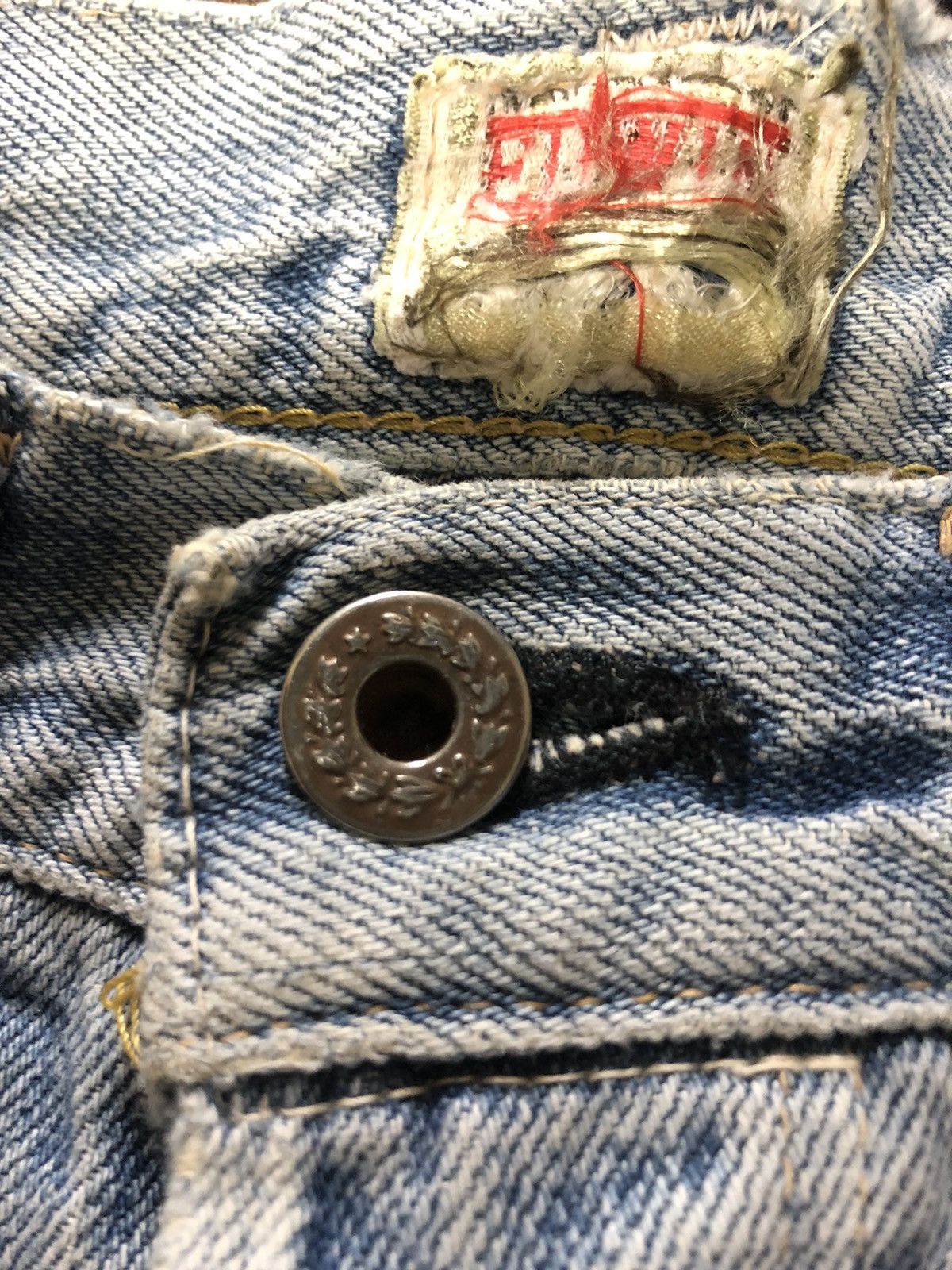 Edwin × Vintage VINTAGE SELVEDGE EDWIN GRUNGE DISTRESSED LIGHT BLUE WASH Size US 31 - 5 Thumbnail